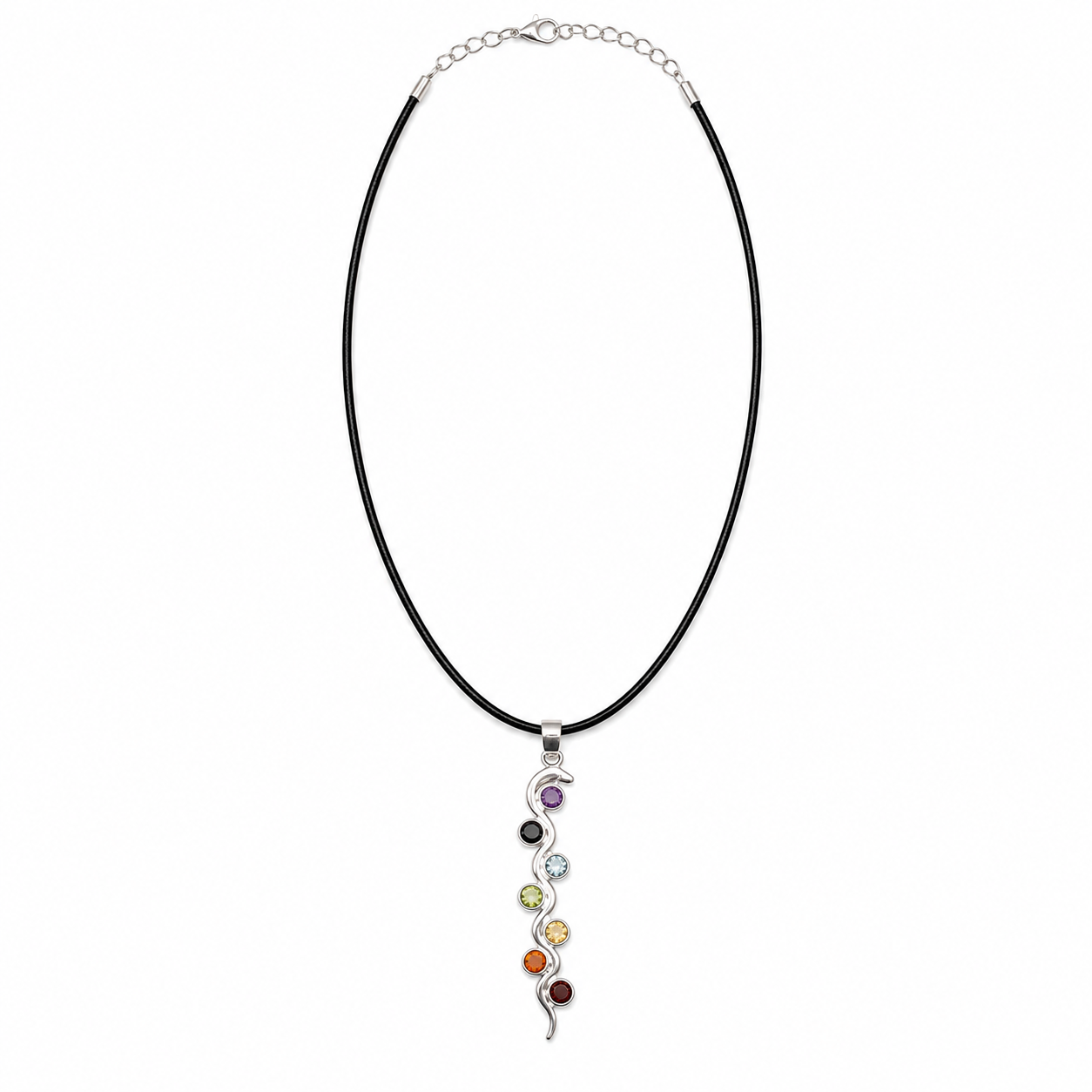 Pendente Devocional Banhado a Prata com Cordão de 45 cm - Chakra da Serpente