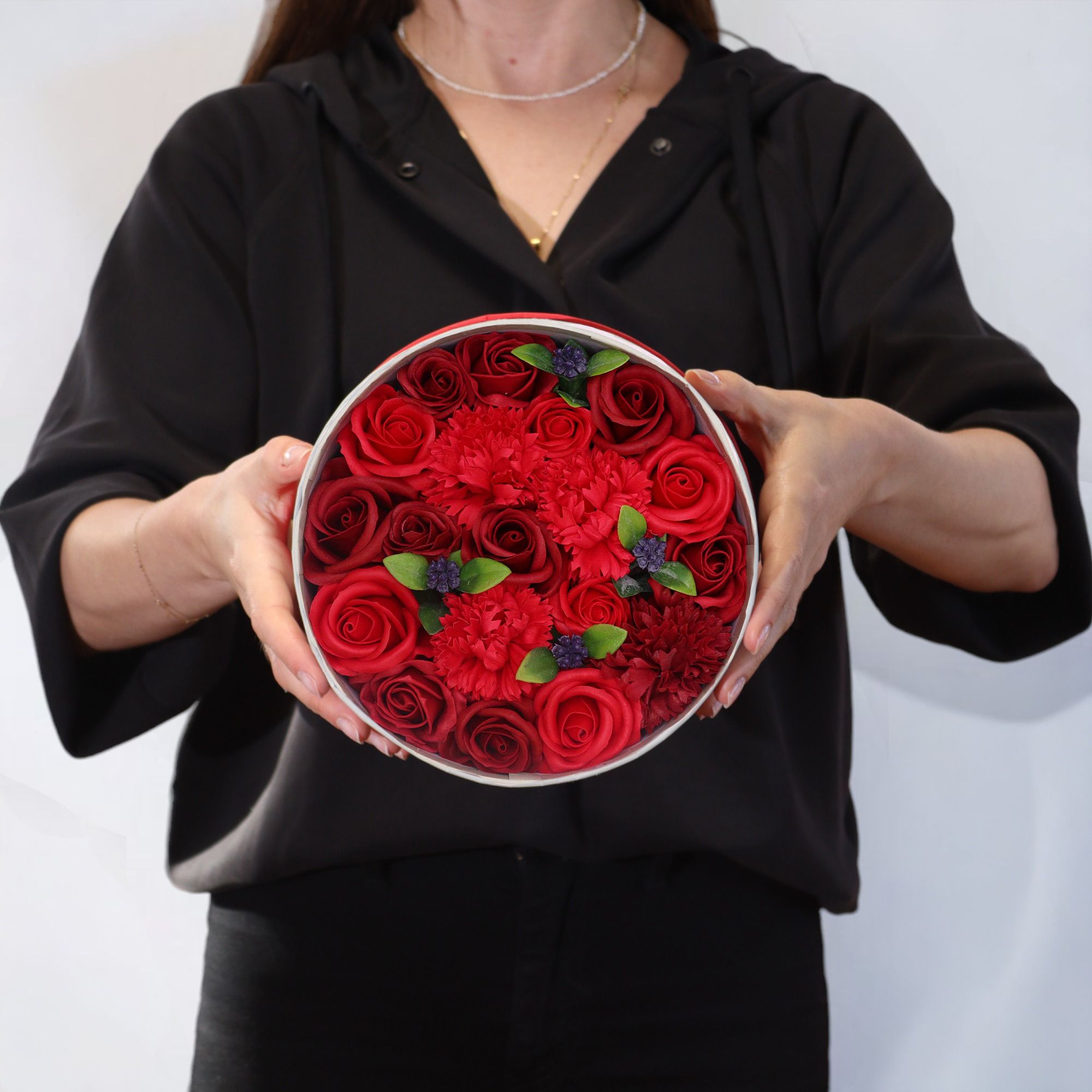 Caixa Redonda - Rosas Vermelhas Clássicas