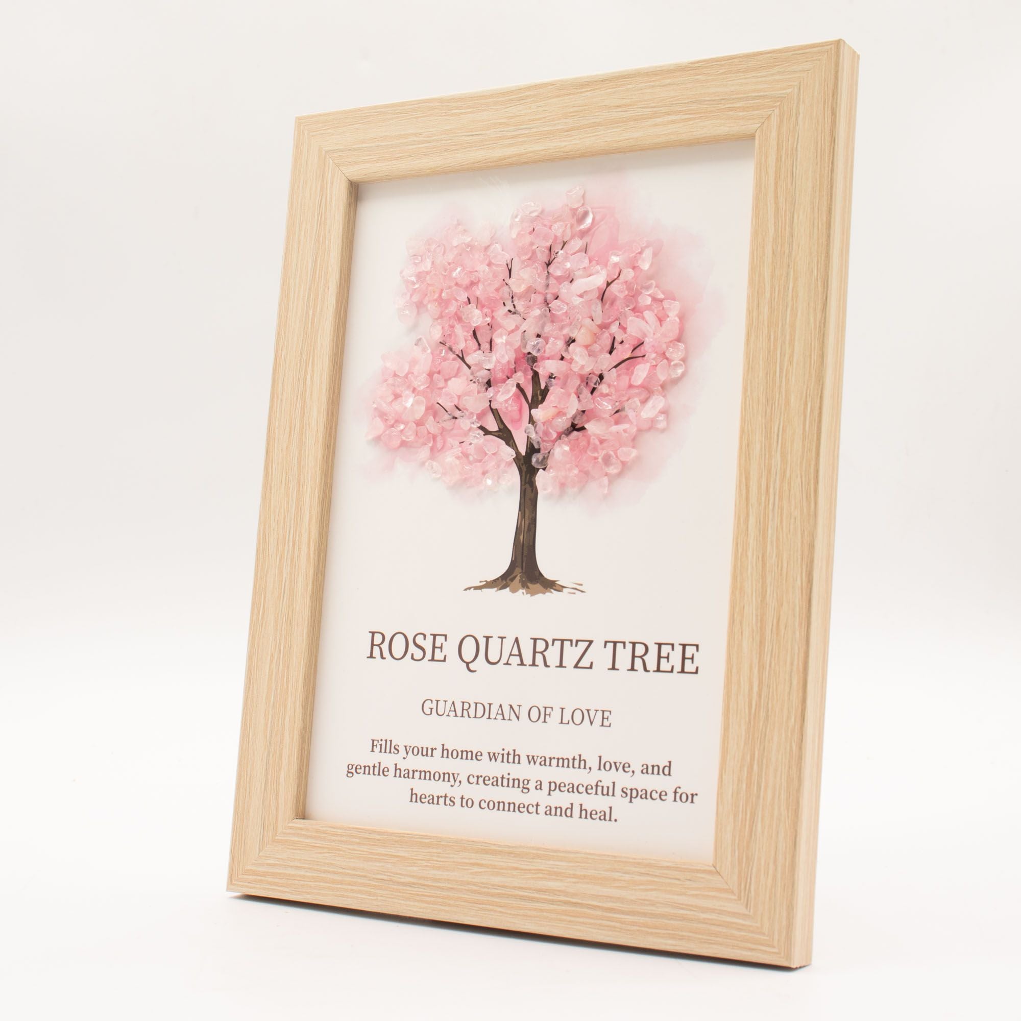 Quadro com Pedras Naturais Árvore da Vida Quartzo Rosa