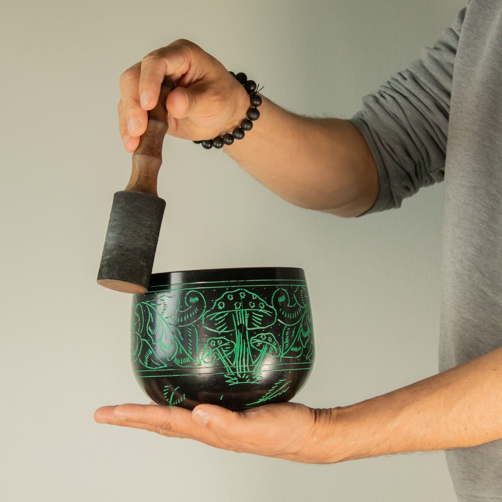 Taça Tibetana Tipo Caldeirão – Cogumelo Mágico – Verde