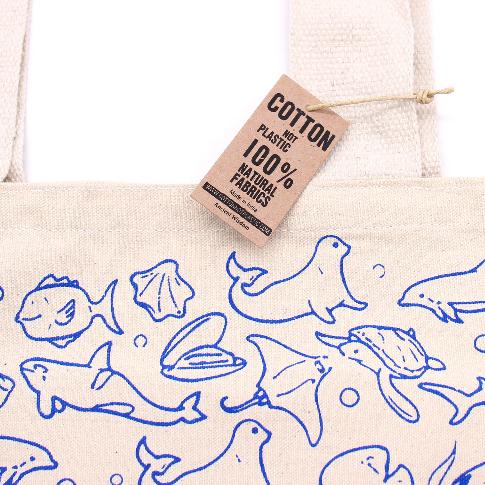 Bolsa de Algodão Grande - Vida Marinha