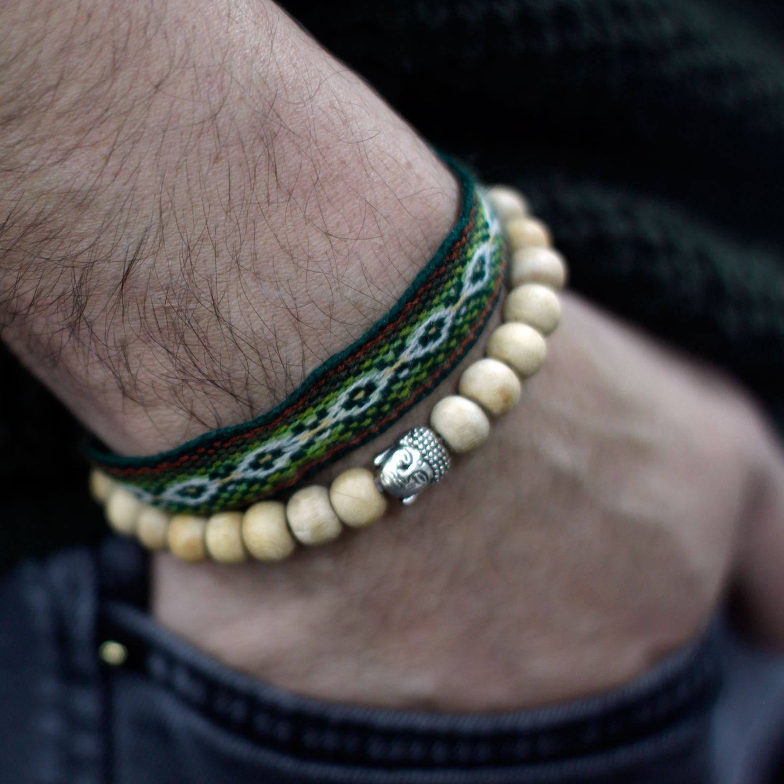 Contas Perfumadas de Sândalo e Bracelete Buda