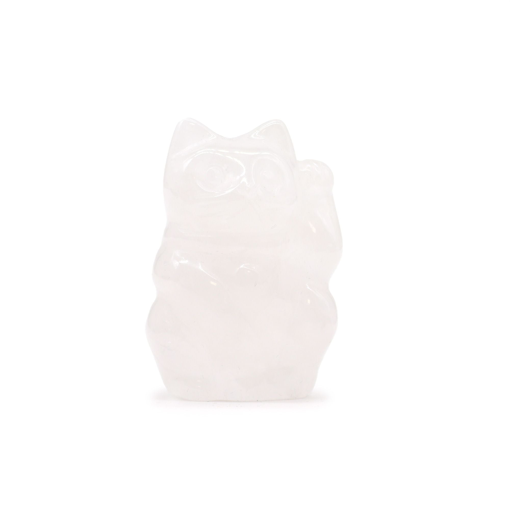 Gato da Sorte em Pedra Natural Quartzo Rosa (50x35x25mm)