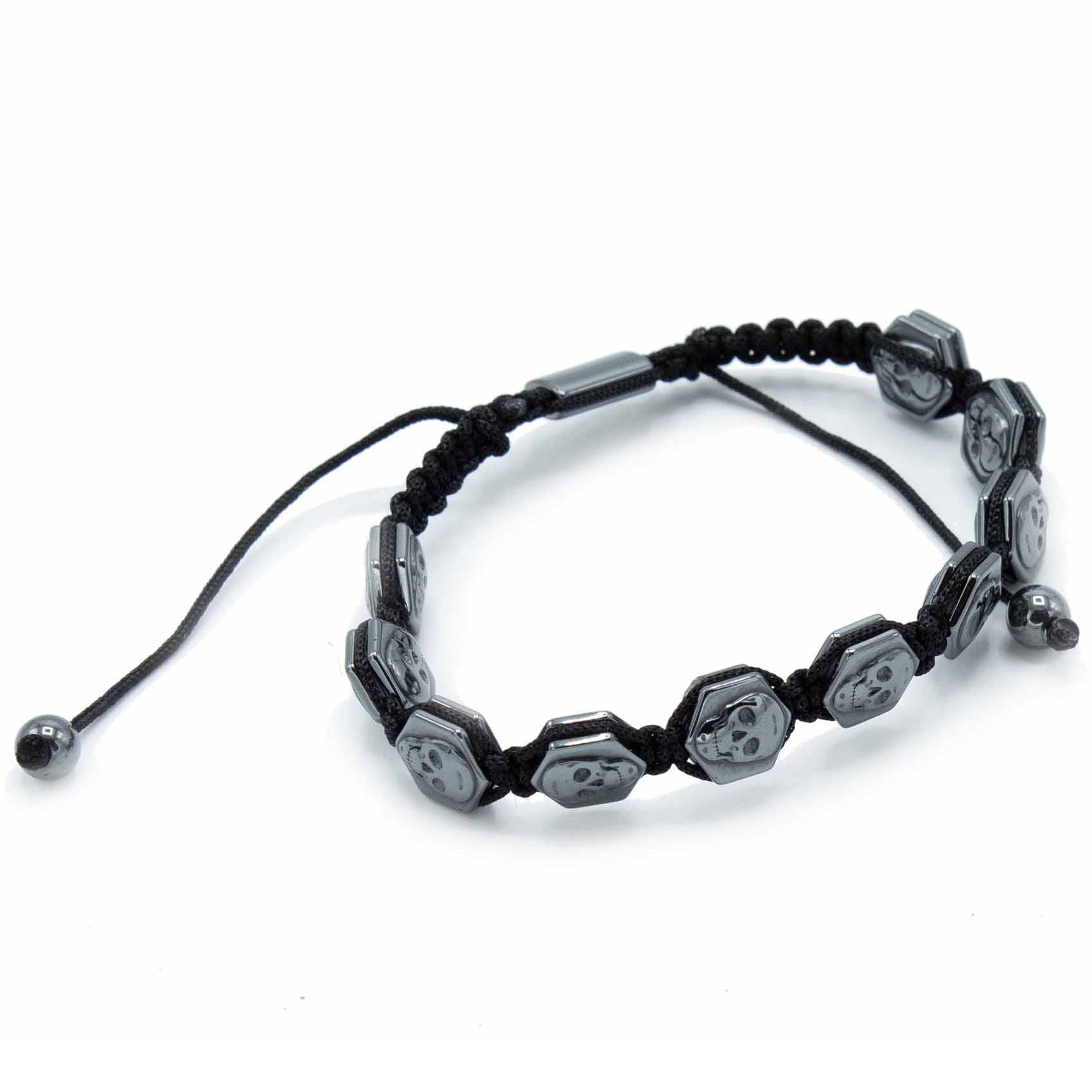 Shamballa Magnetic Hematite Bracelet – Hexagonal Skulls