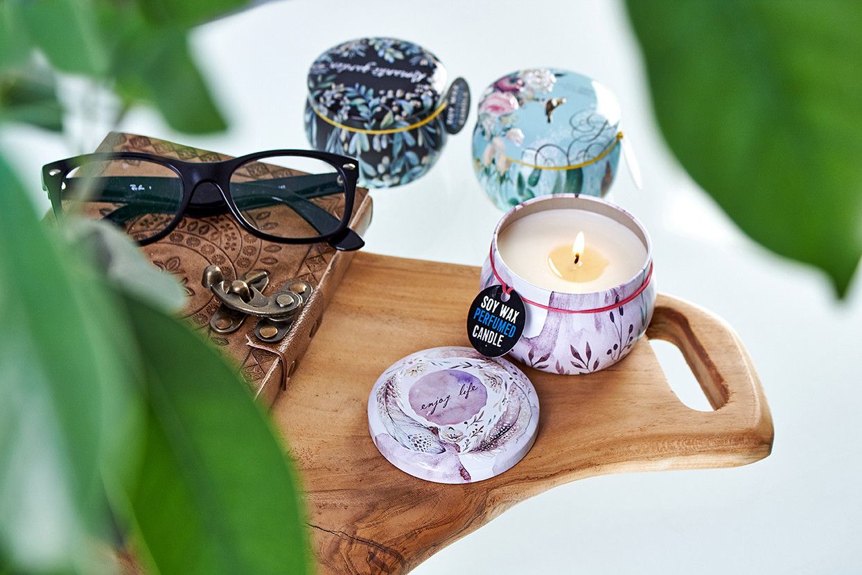 Vela Artística em Lata Mensagens Amigáveis Parma Violet