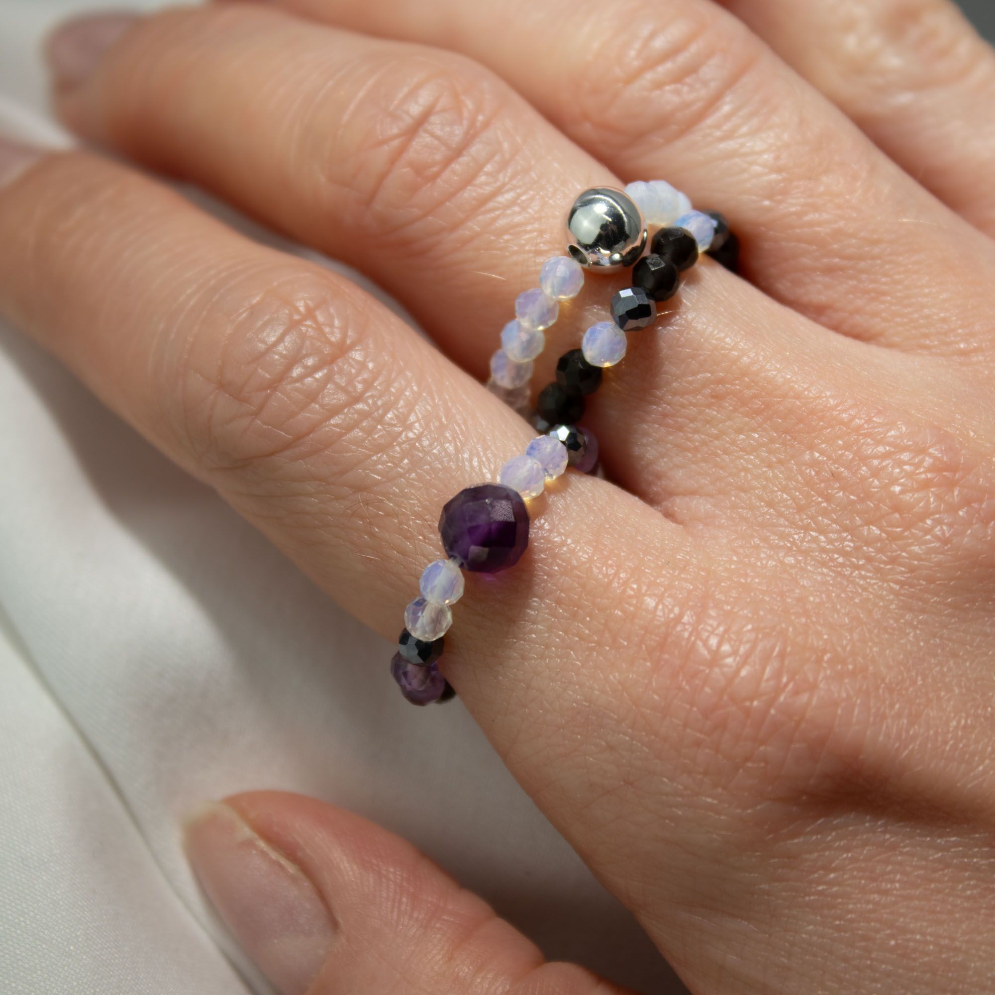 Conjunto de Anéis com Pedra Nymph – Lua Cheia