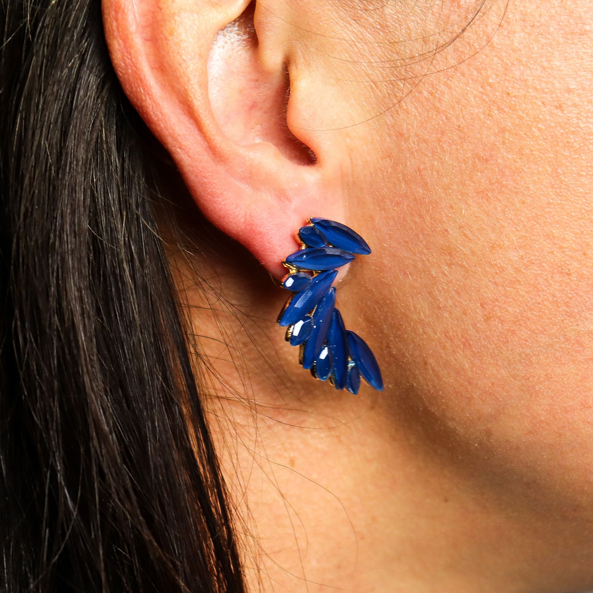 Brincos de Cristal Vintage - Asas de Anjo - Azul