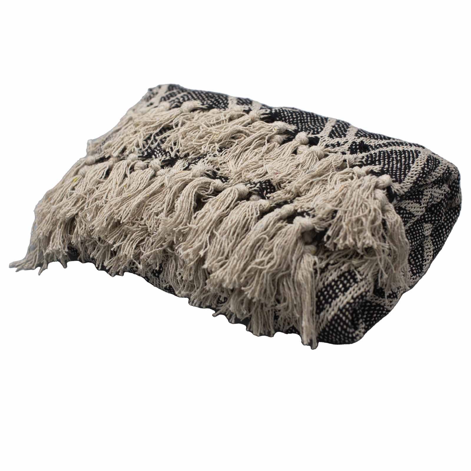 Manta Boho Conforto Preto e Bege Regency