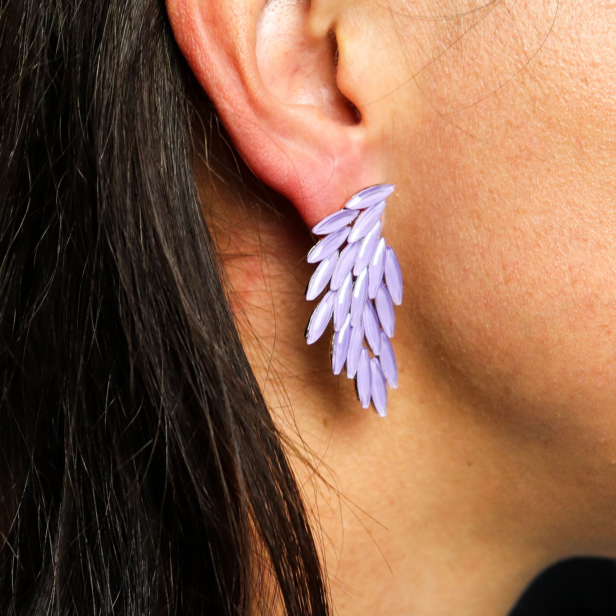 Brincos de Cristal Vintage - Asas de Anjo - Lavanda