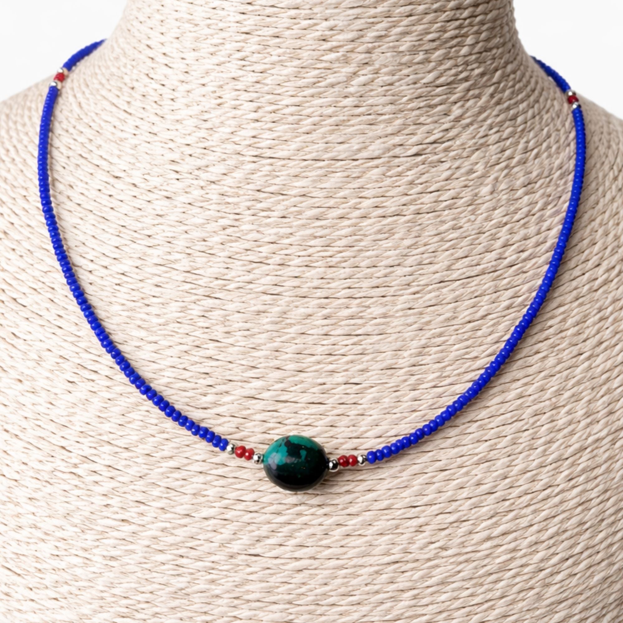 Pendente Fino de Lápis-Lazúli e Turquesa do Nepal - Colar (42 cm)