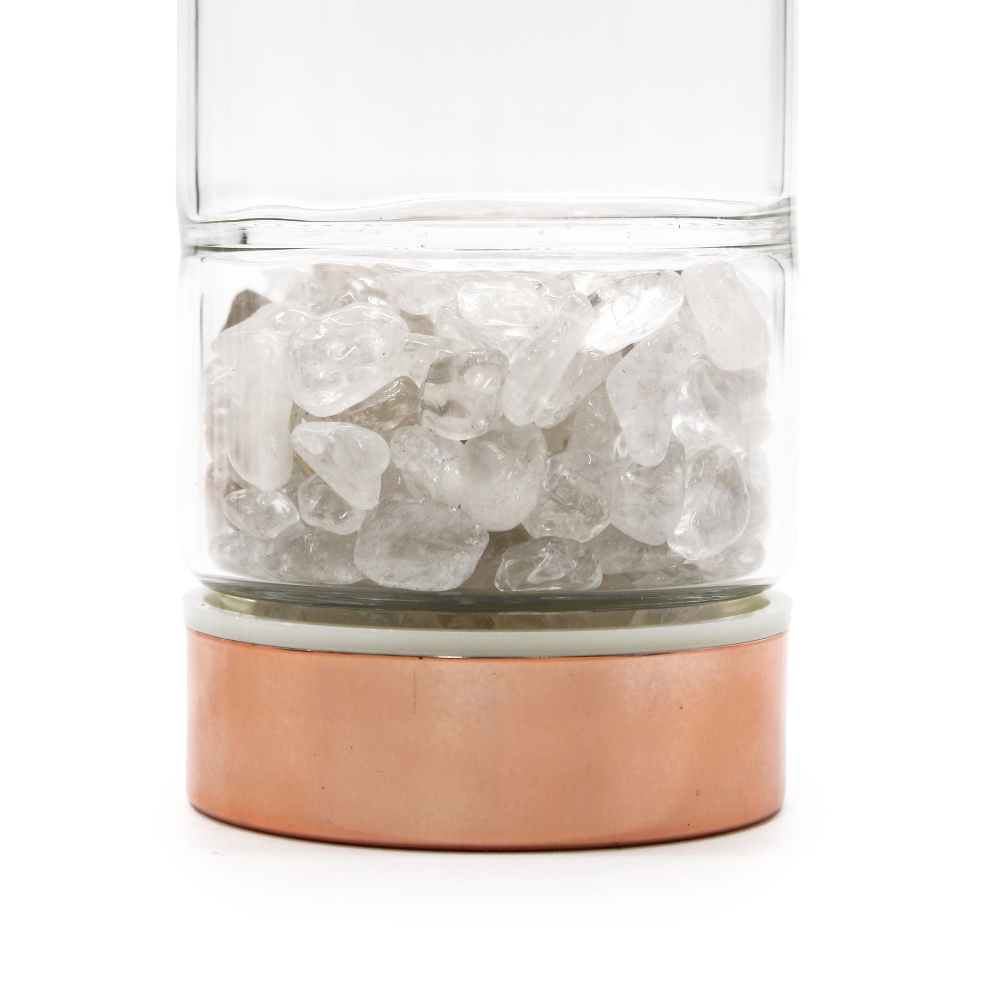 Garrafa de Vidro para Chá com Detalhe Ouro Rosa – Quartzo Transparente