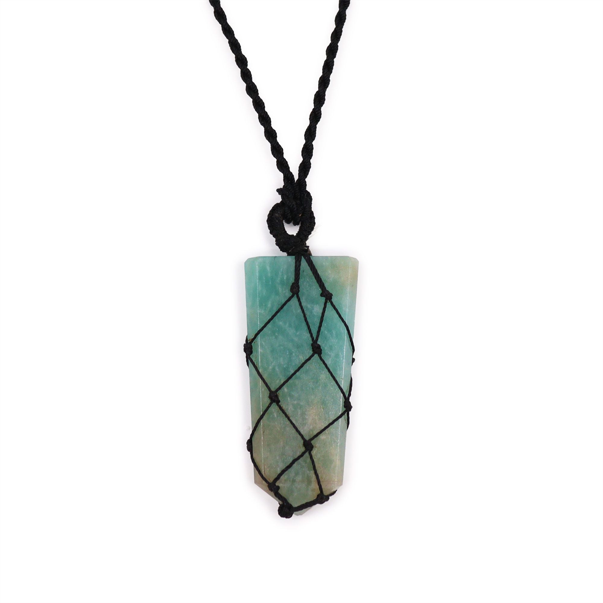 Pendente de Ponta Plana com Pedras Preciosas Entrelaçadas - Amazonite