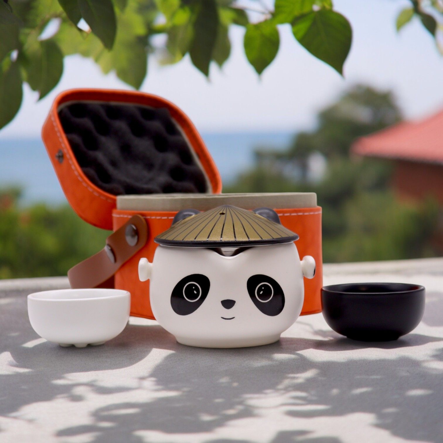 Conjunto de Bule Panda – Duas Chávenas e Estojo de Viagem