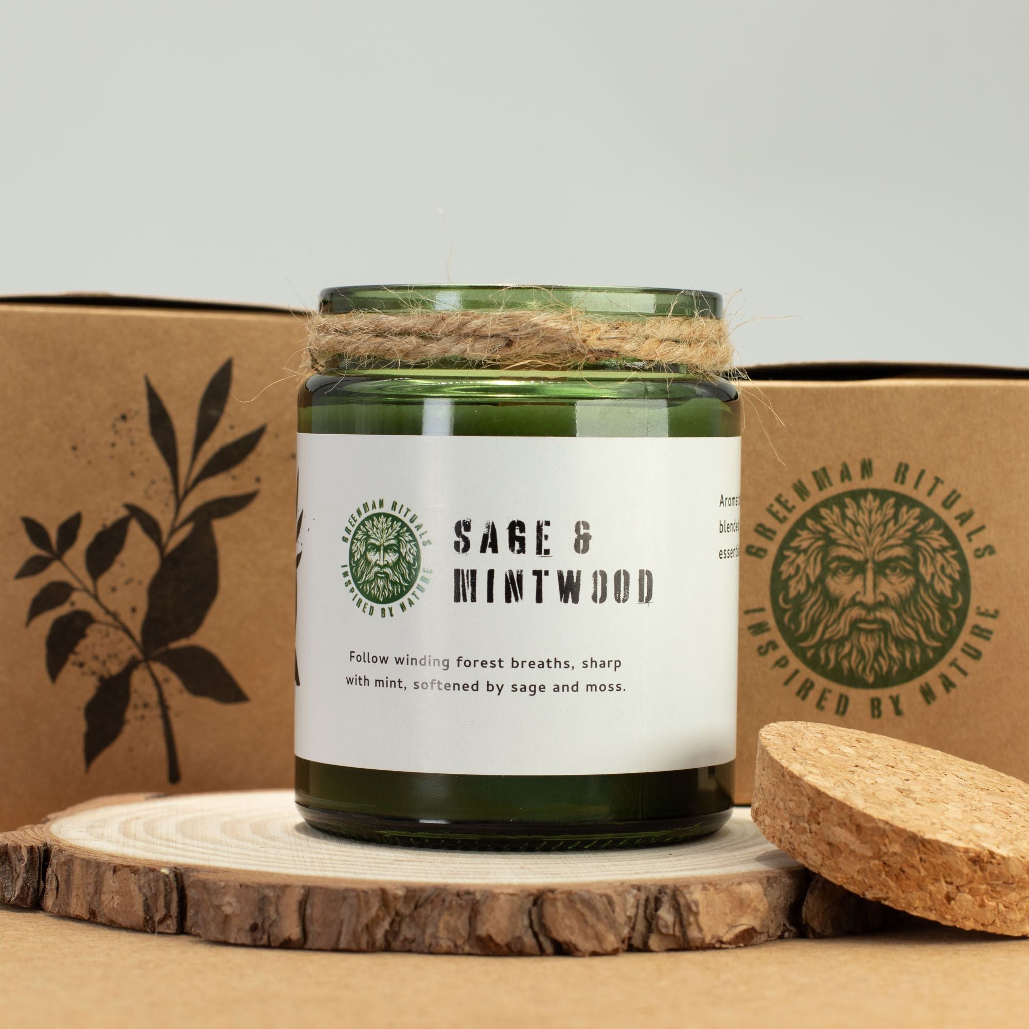 Vela de Soja Greenman Woodwick Sálvia e Madeira de Menta