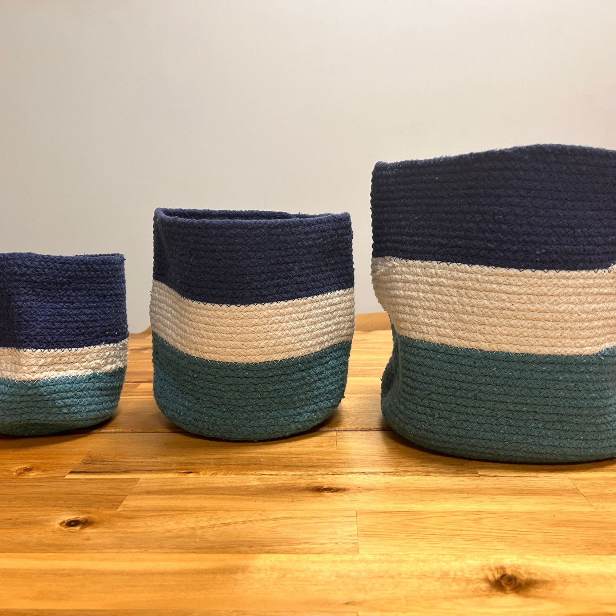 Conjunto de Cestos em Corda de Juta com Olho Turco