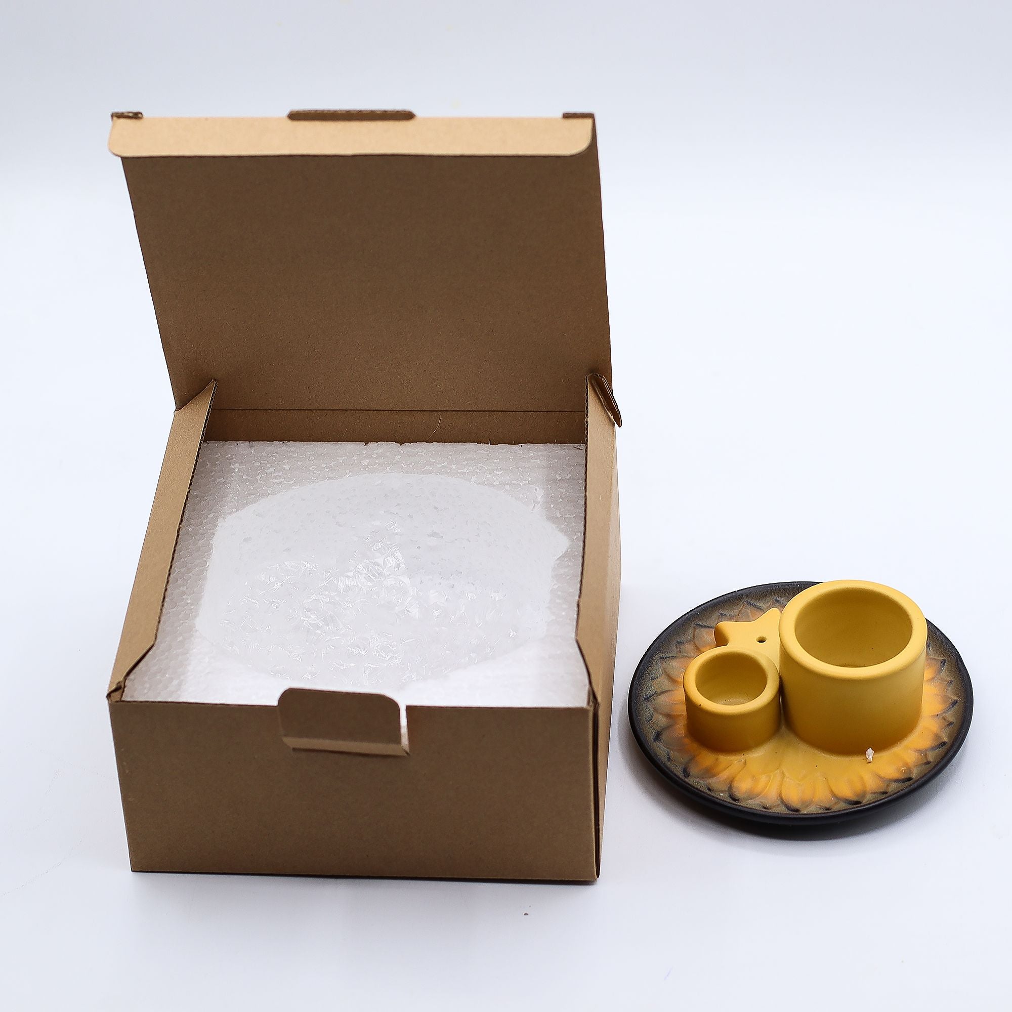 Suporte Cerâmico para Pau Santo e Incenso Mandala Areia e Cinzento