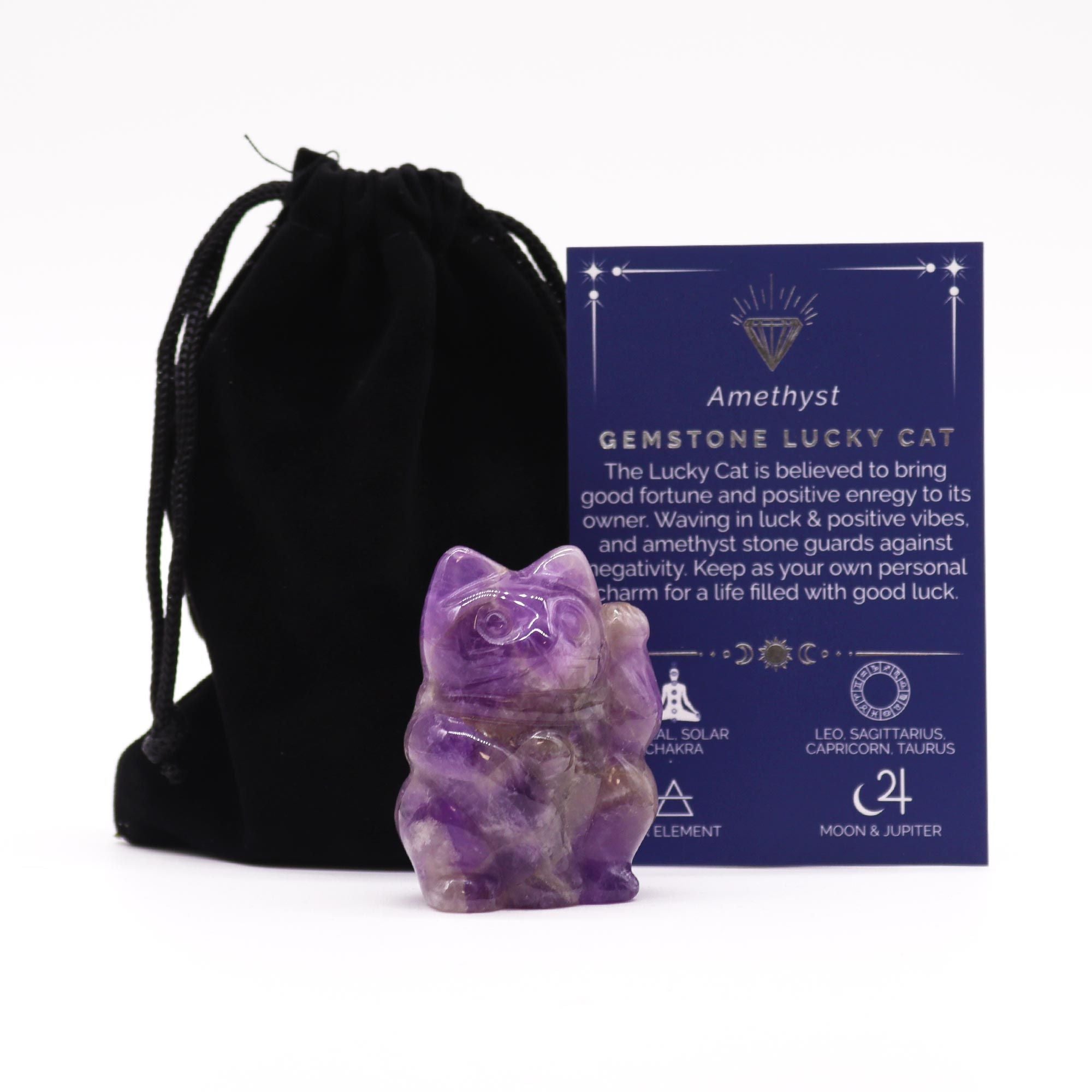 Gato da Sorte em Pedra Natural Ametista (50x35x25mm)