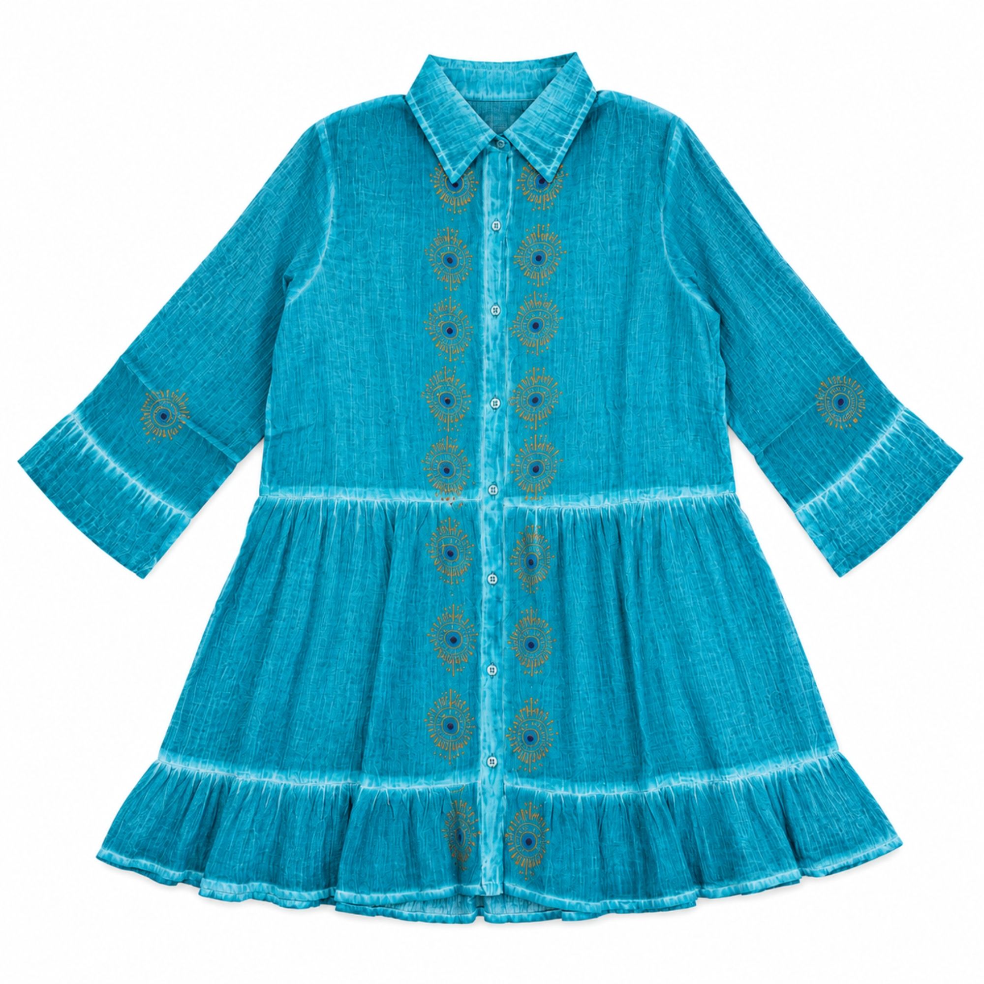 Vestido Nomad Sari Túnica Turquesa com Olho Grego