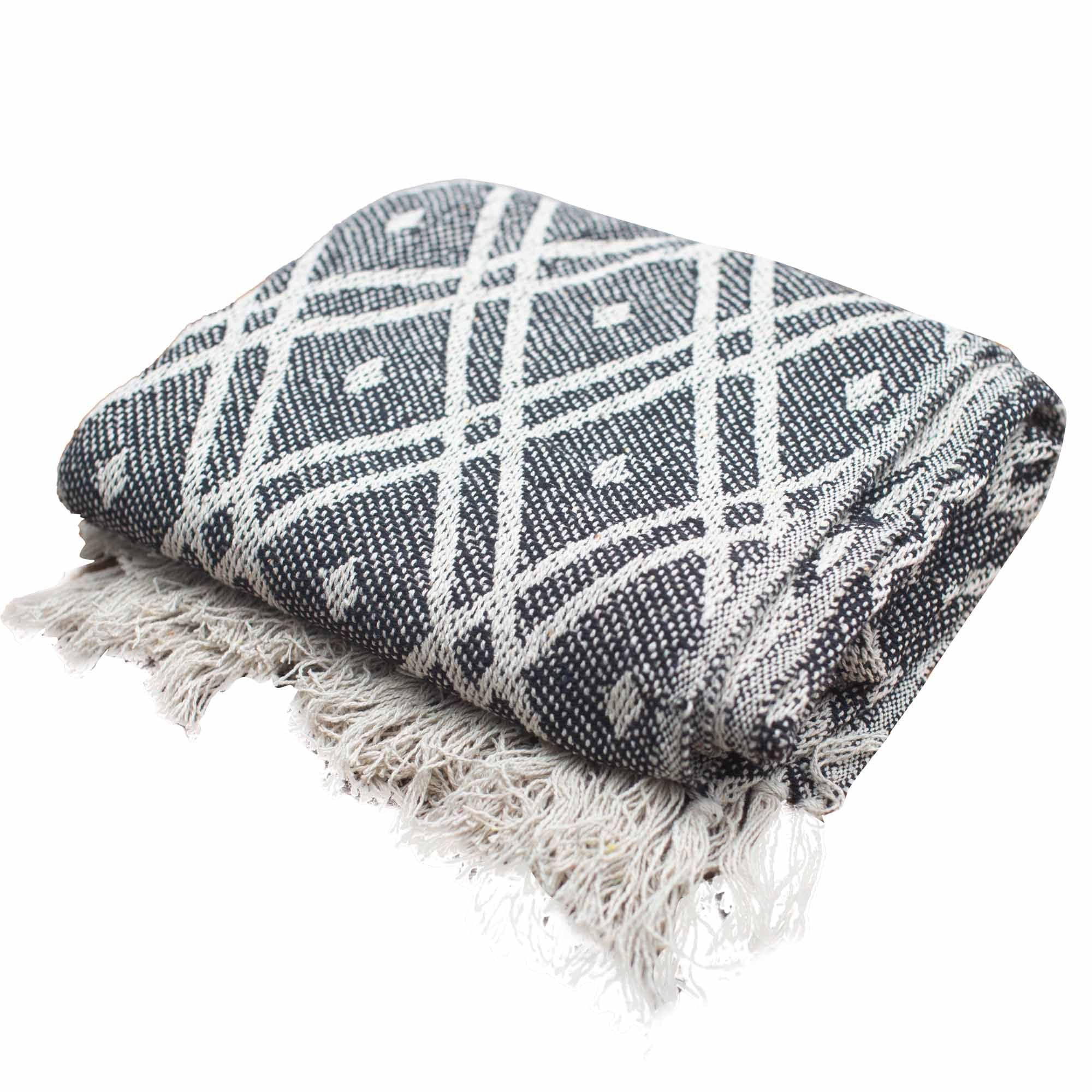 Manta Boho Conforto Preto e Bege Regency