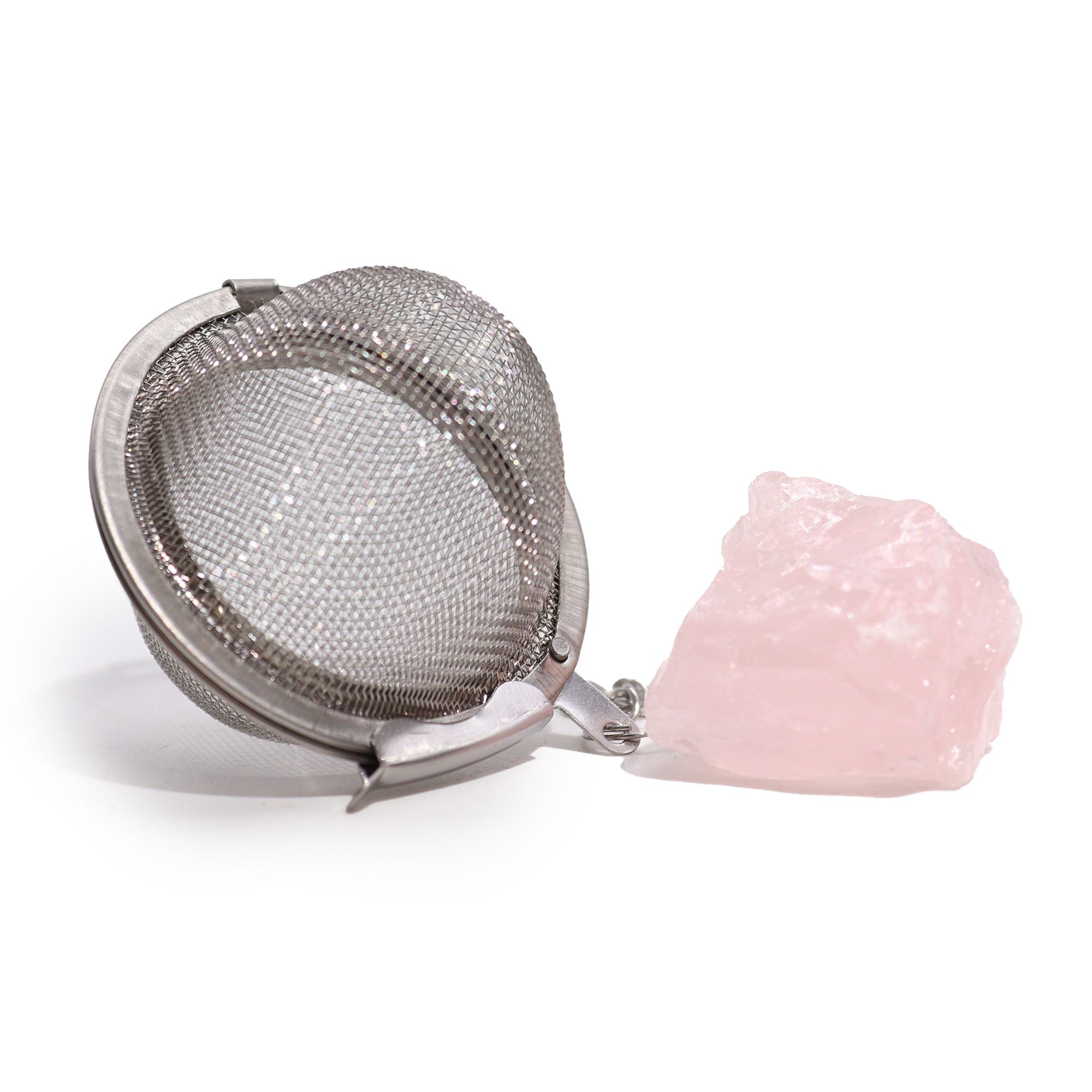 Infusor de Chá com Pedra Natural em Cristal Bruto – Quartzo Rosa