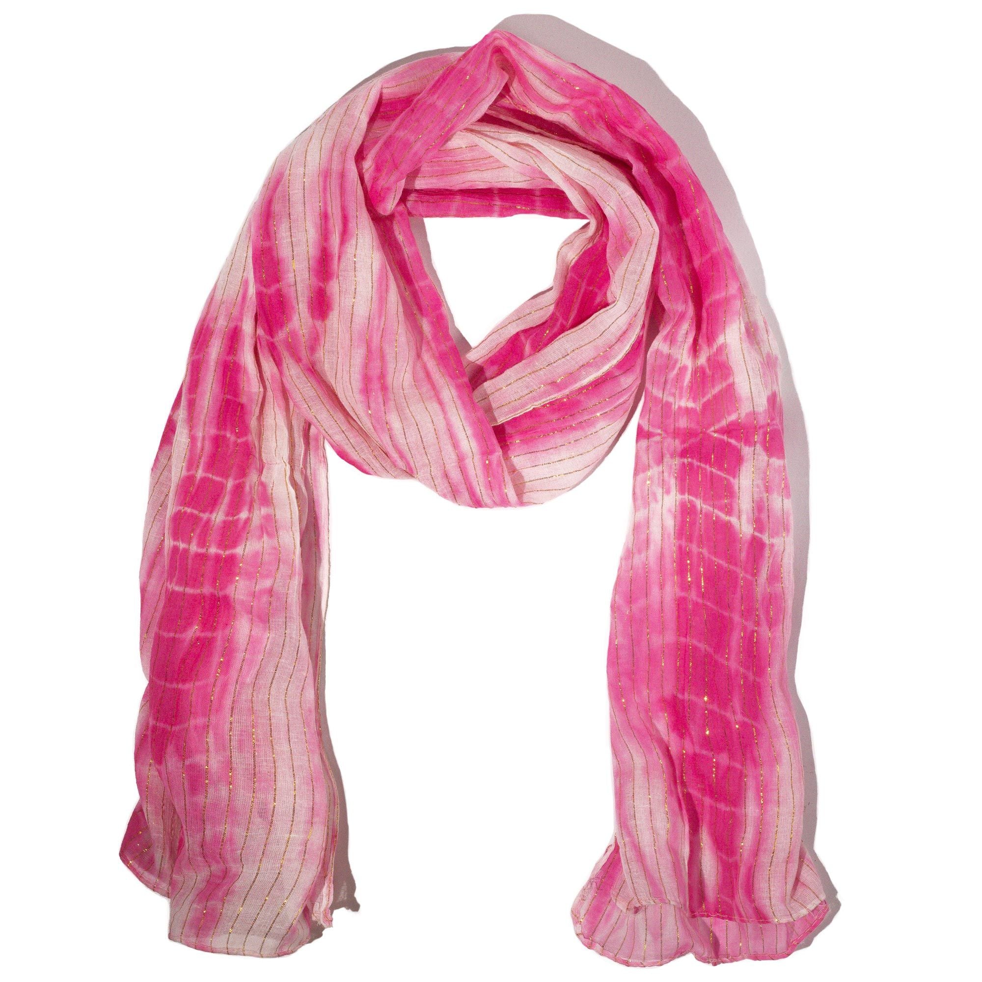 Écharpe de festa Nomad Sari Brilhante - Rosa e Fio Dourado - 180x50 cm