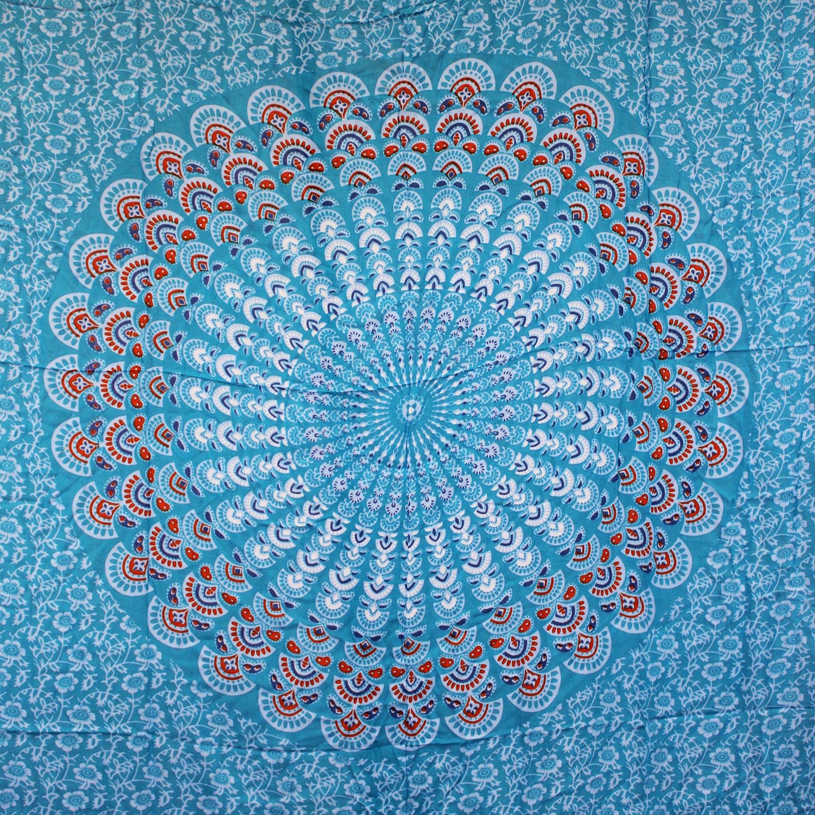 Pareo Mandala - Verde-Azulado e Laranja