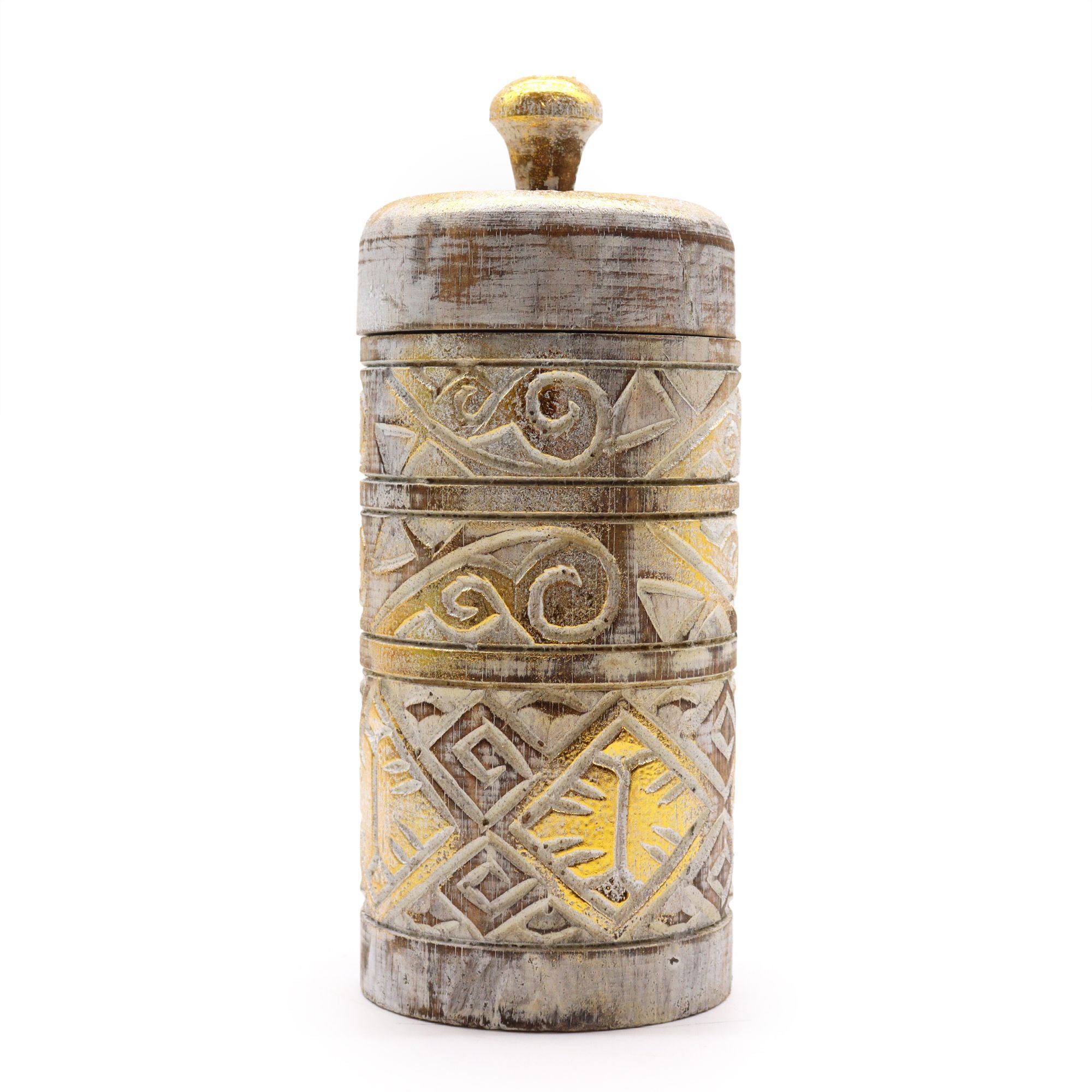 Frasco Decorativo Alto – Branco e Dourado