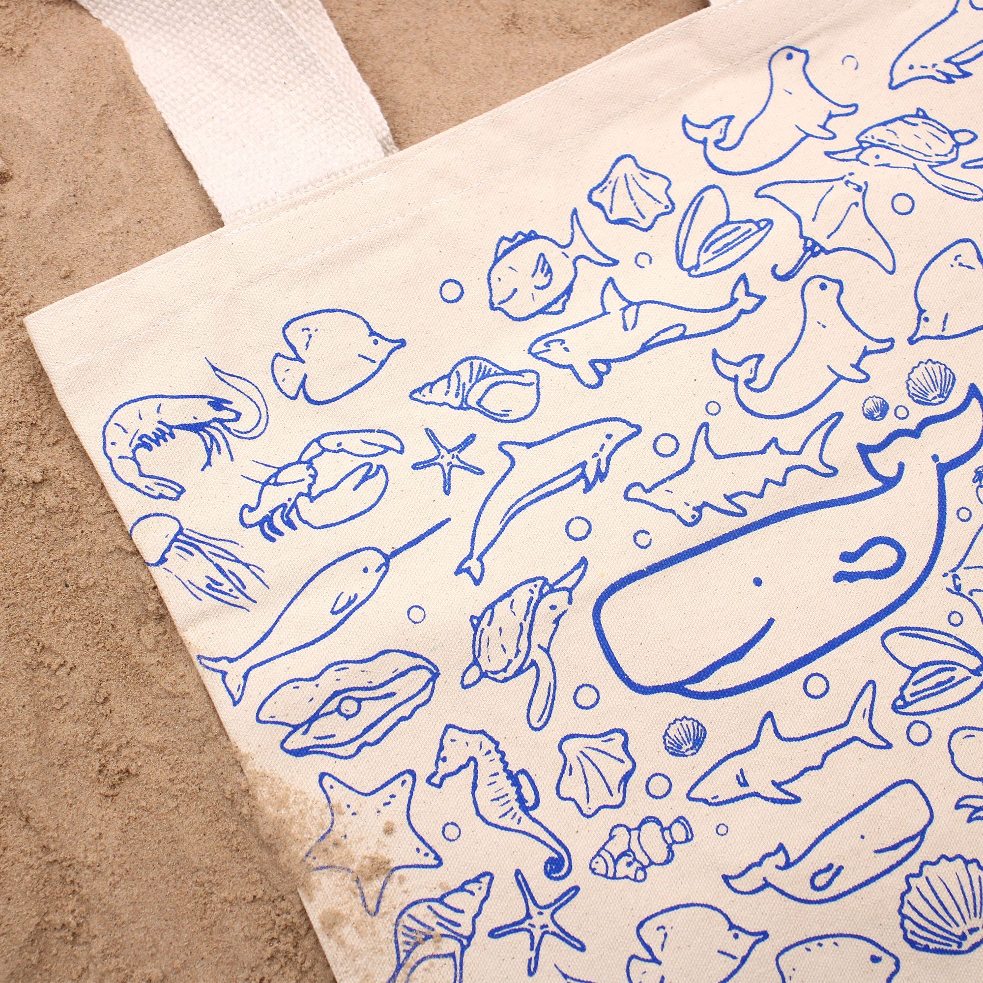Bolsa de Algodão Grande - Vida Marinha