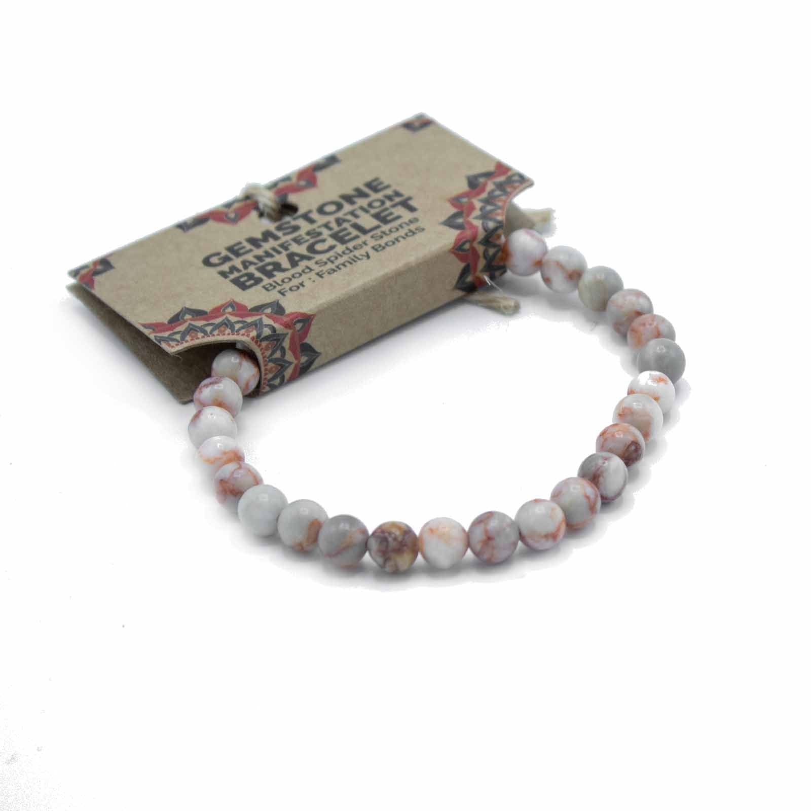 Natural Stone Manifestation Bracelet – Blood Spider Jasper – Family Bonds