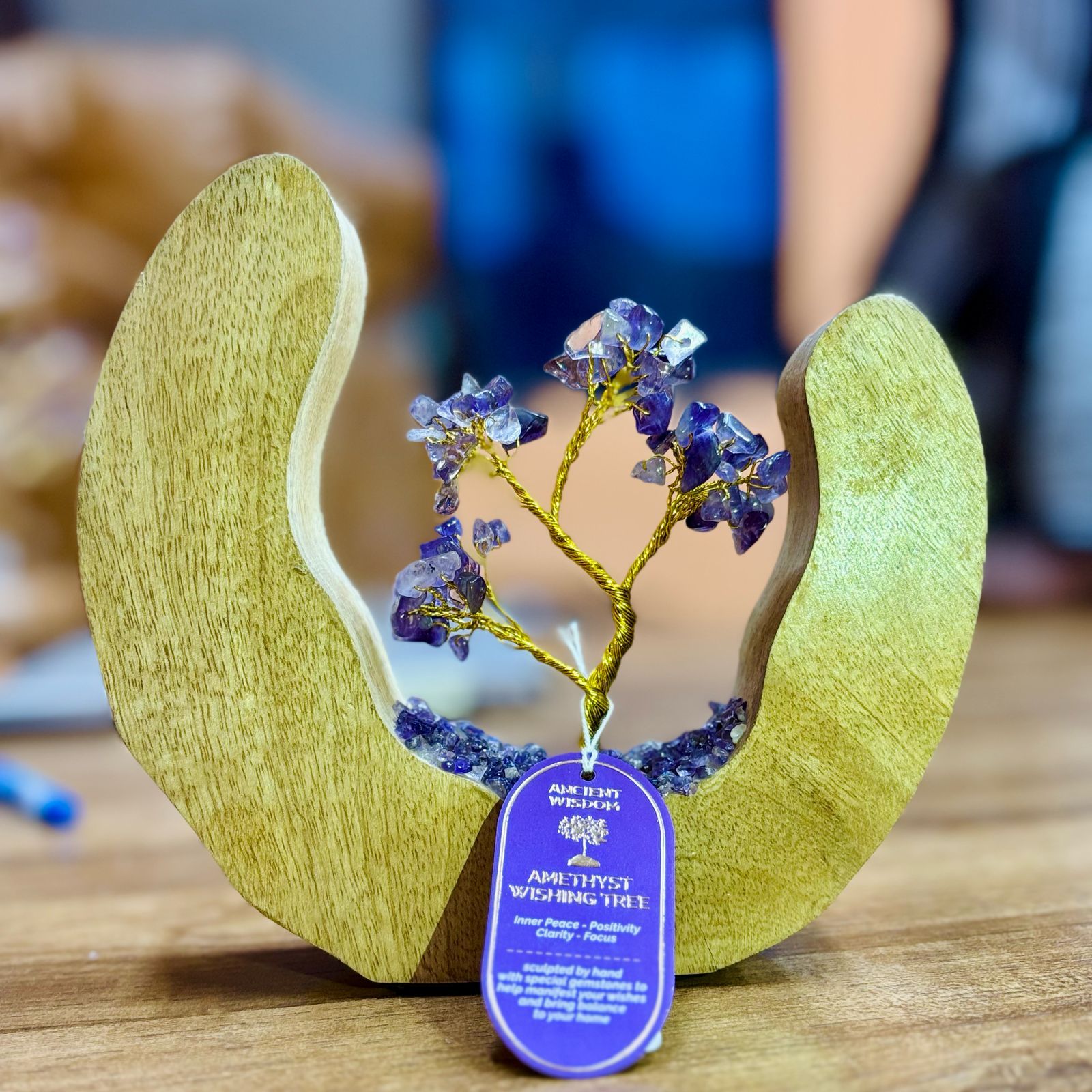 Natural Stones Tree Open Ring Mango Wood Amethyst (60 Stones)