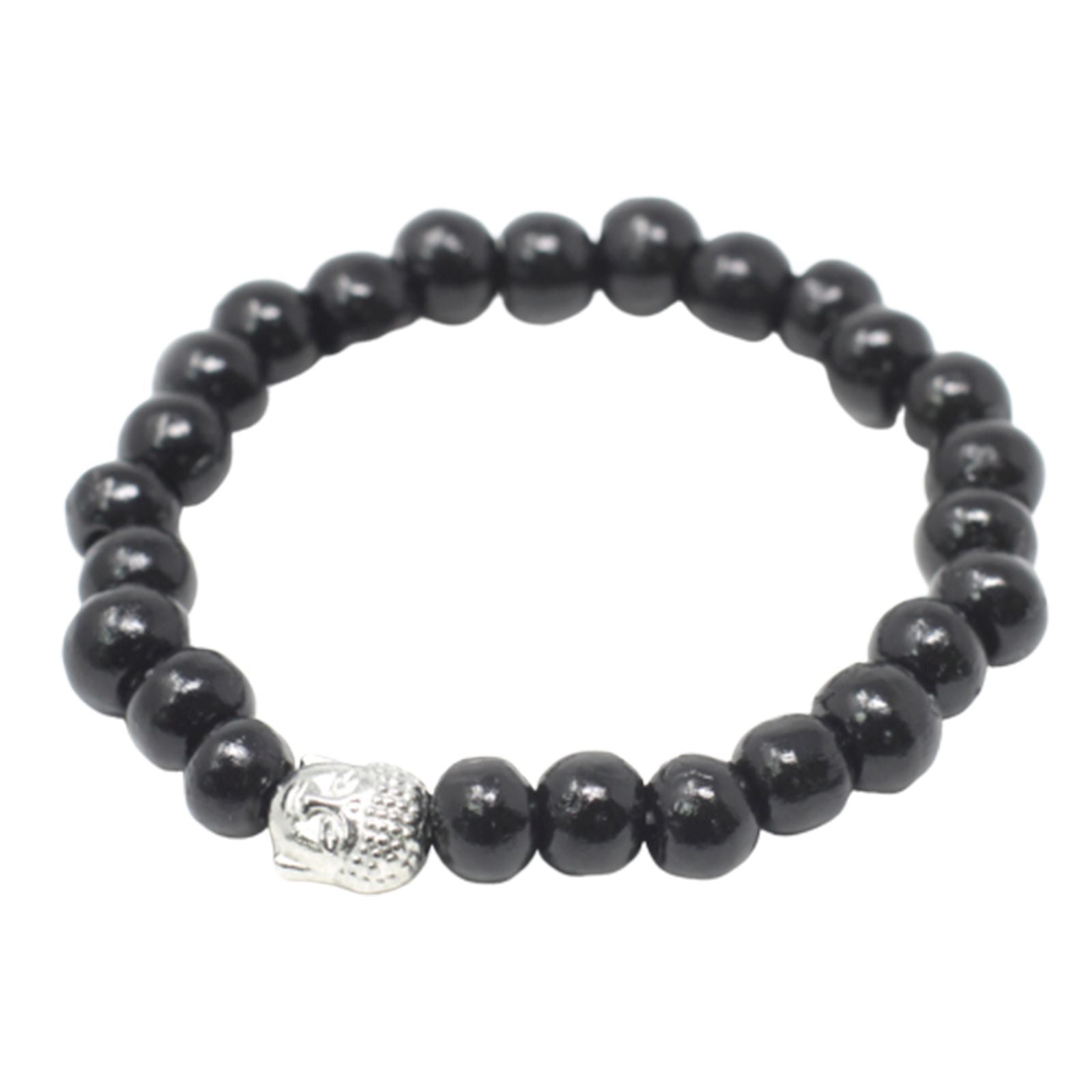Contas em Madeira Escura e Bracelete Buda