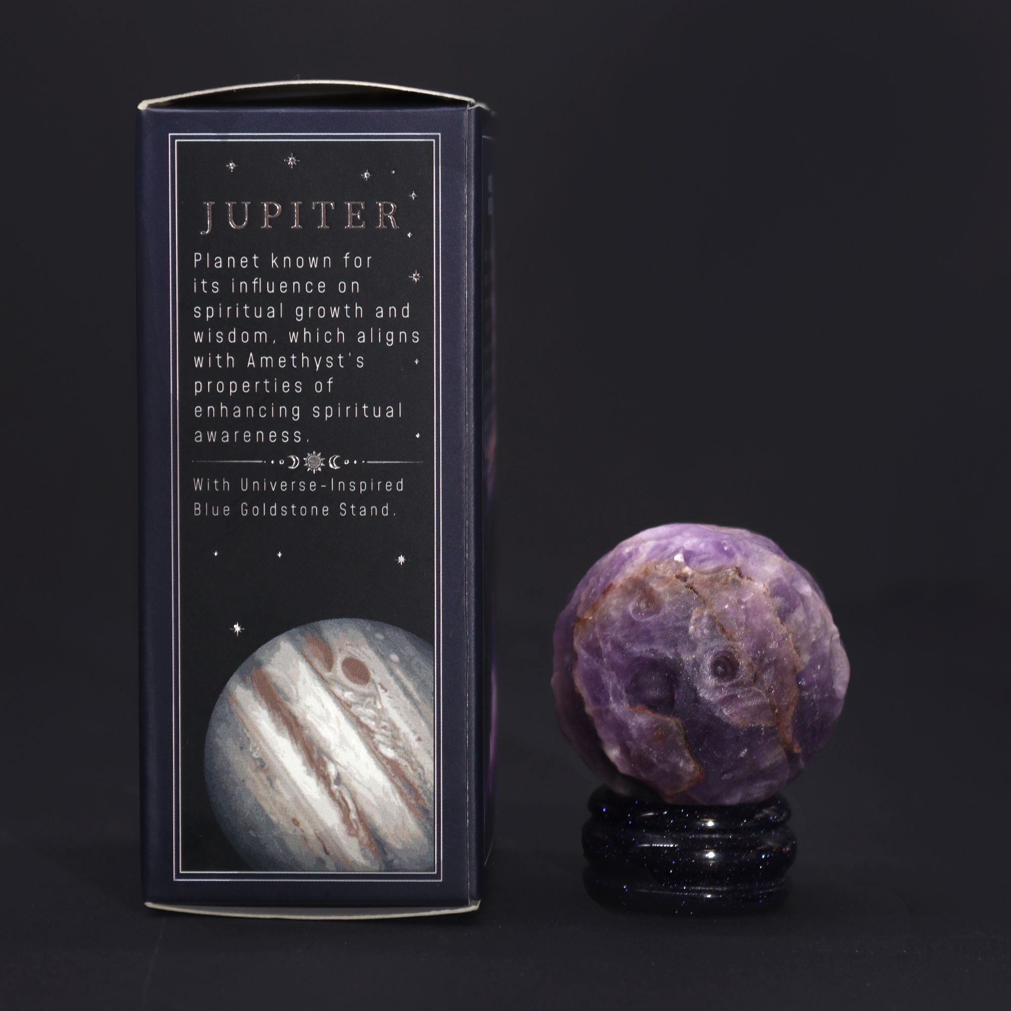 Planeta Ametista com Suporte Solar Júpiter (40mm)