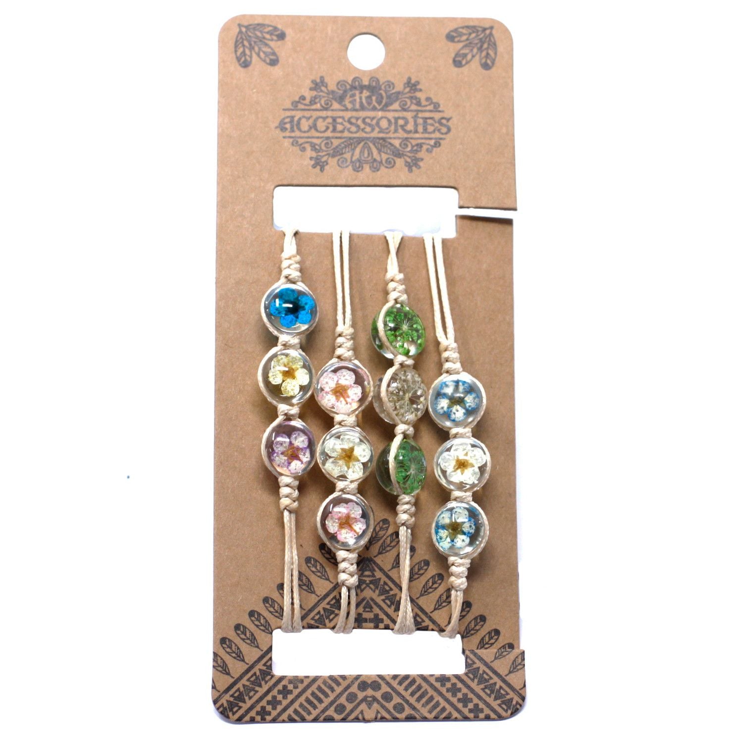 Flores Prensadas - Pulseira de Três Flores
