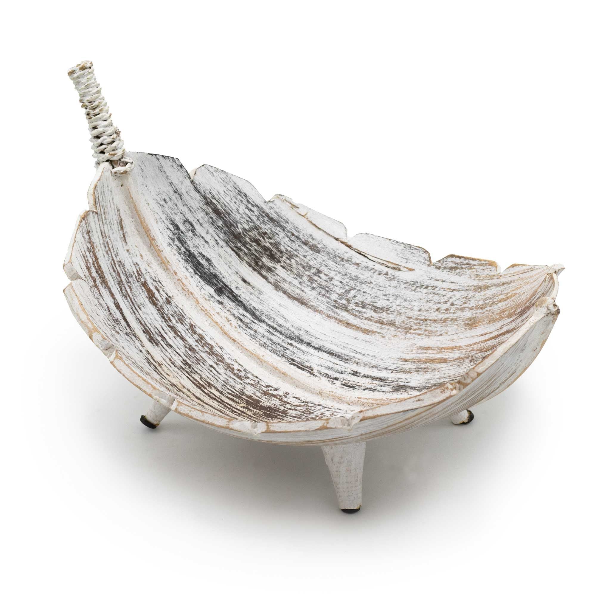 Fruteira grande em folha de coco – Acabamento branco