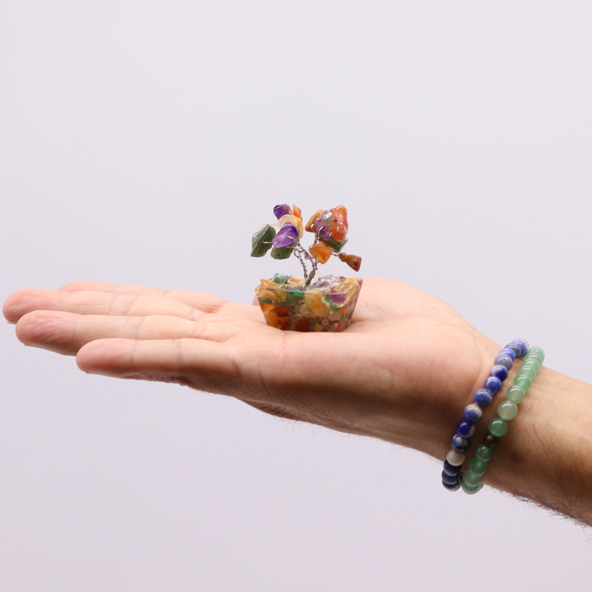 Mini Árvore de Pedras Naturais Base Orgonite Multipedras (15 Pedras)