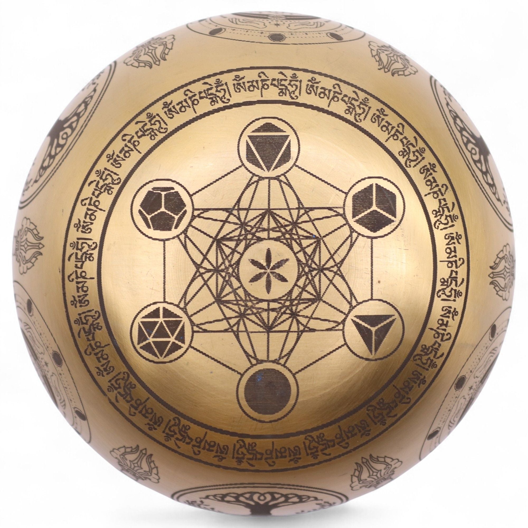 Cuencos Tibetanos Buda Grabados en Latón Puro – Juego de 4