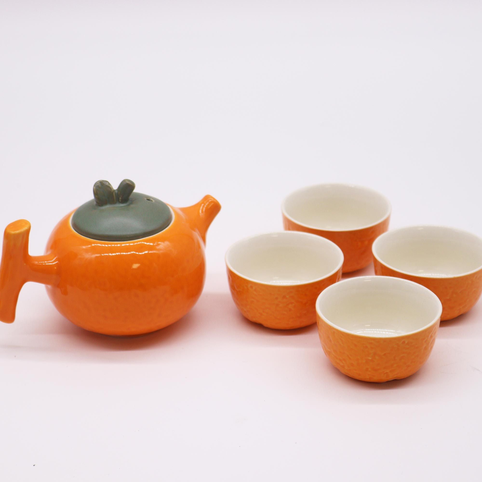 Conjunto de Bule Laranja – Bule e Quatro Chávenas