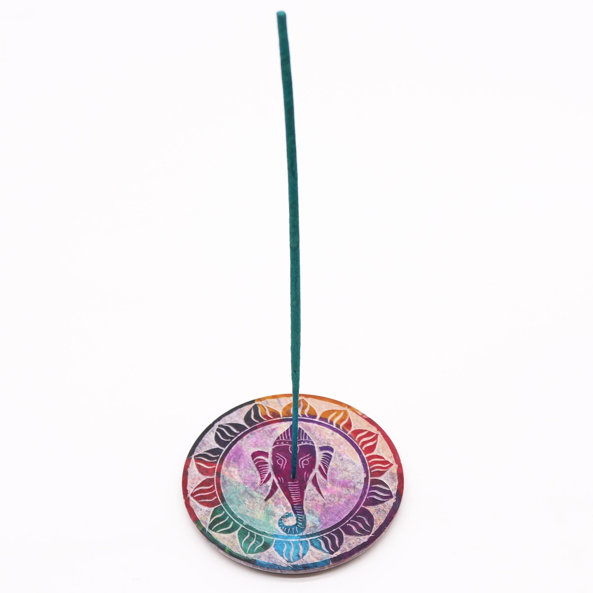 Suporte de Incenso Disco em Esteatite Ganesha