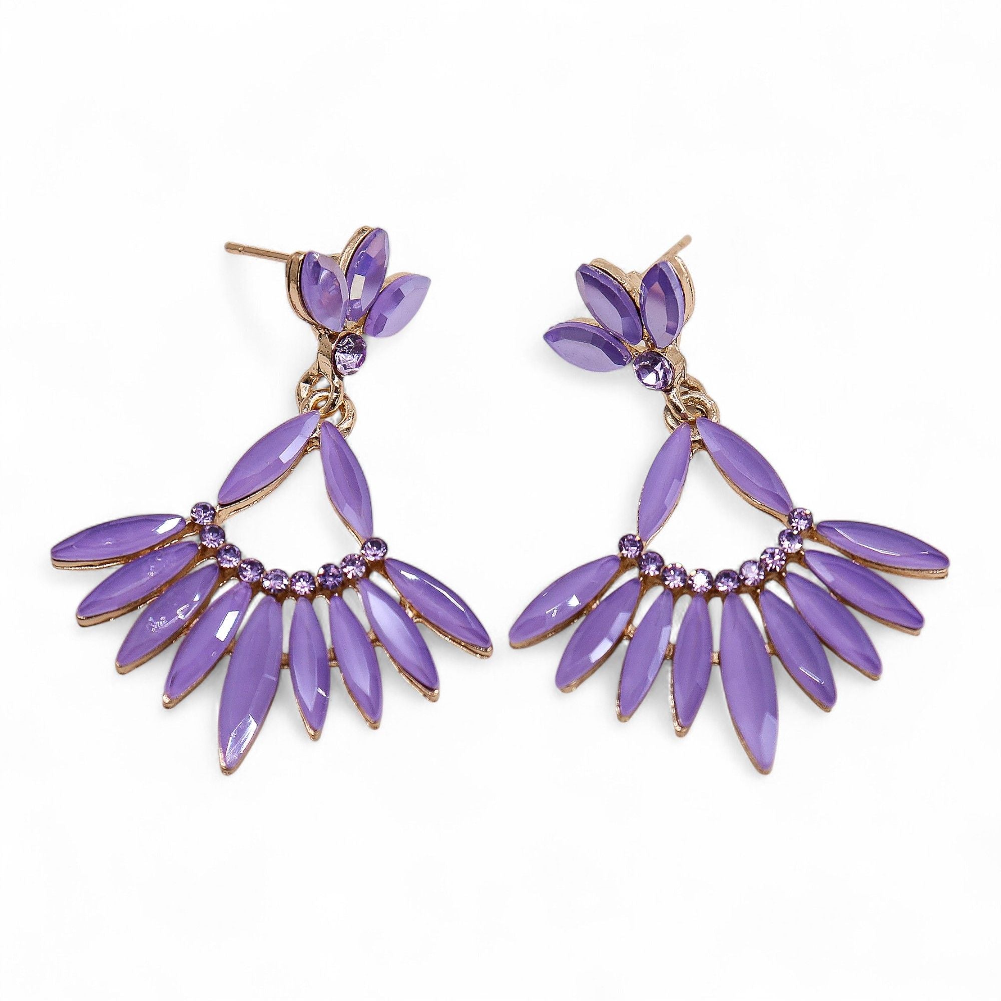 Brincos de Cristal Vintage - Compridos - Lavanda