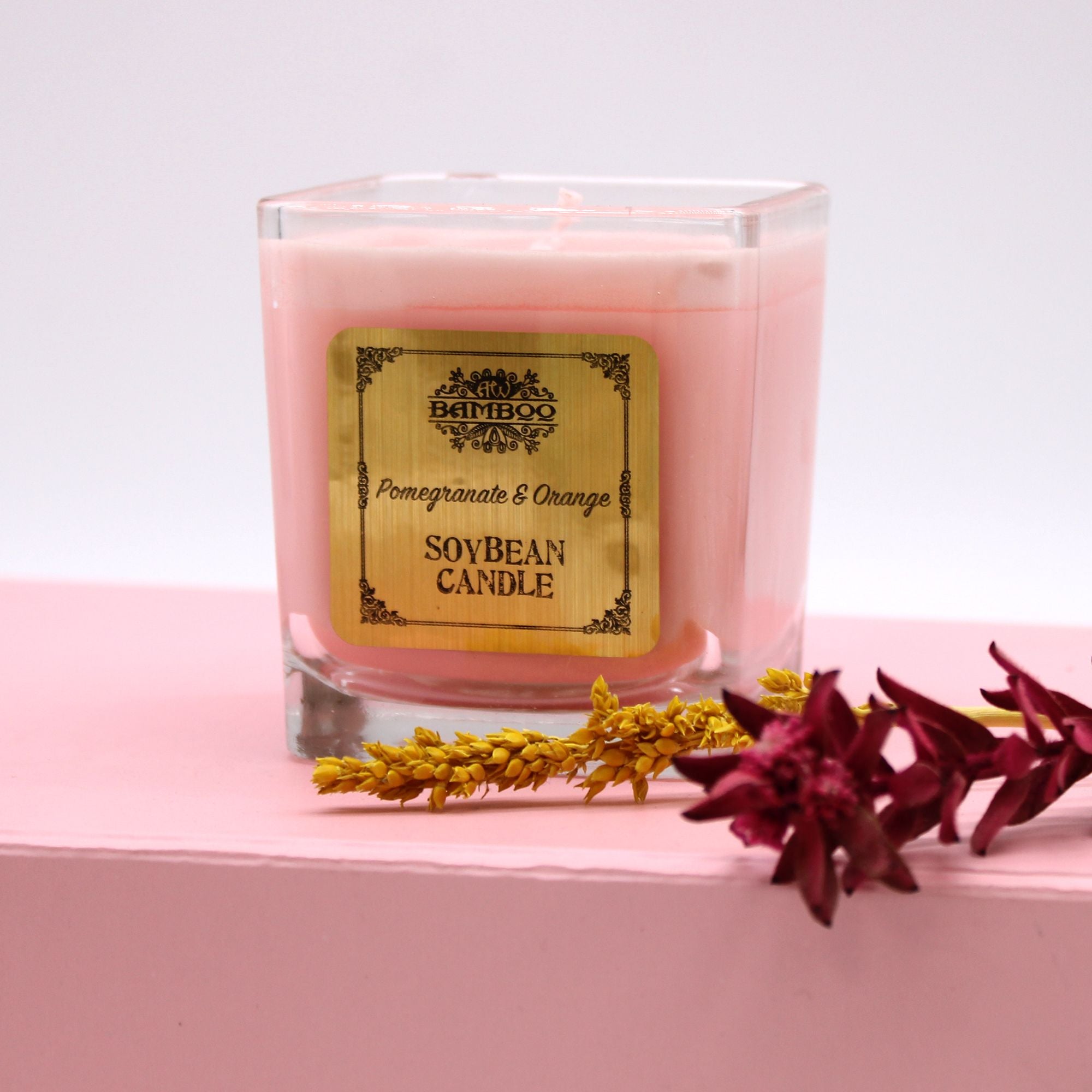 Vela de Cera de Soja Granada y Naranja