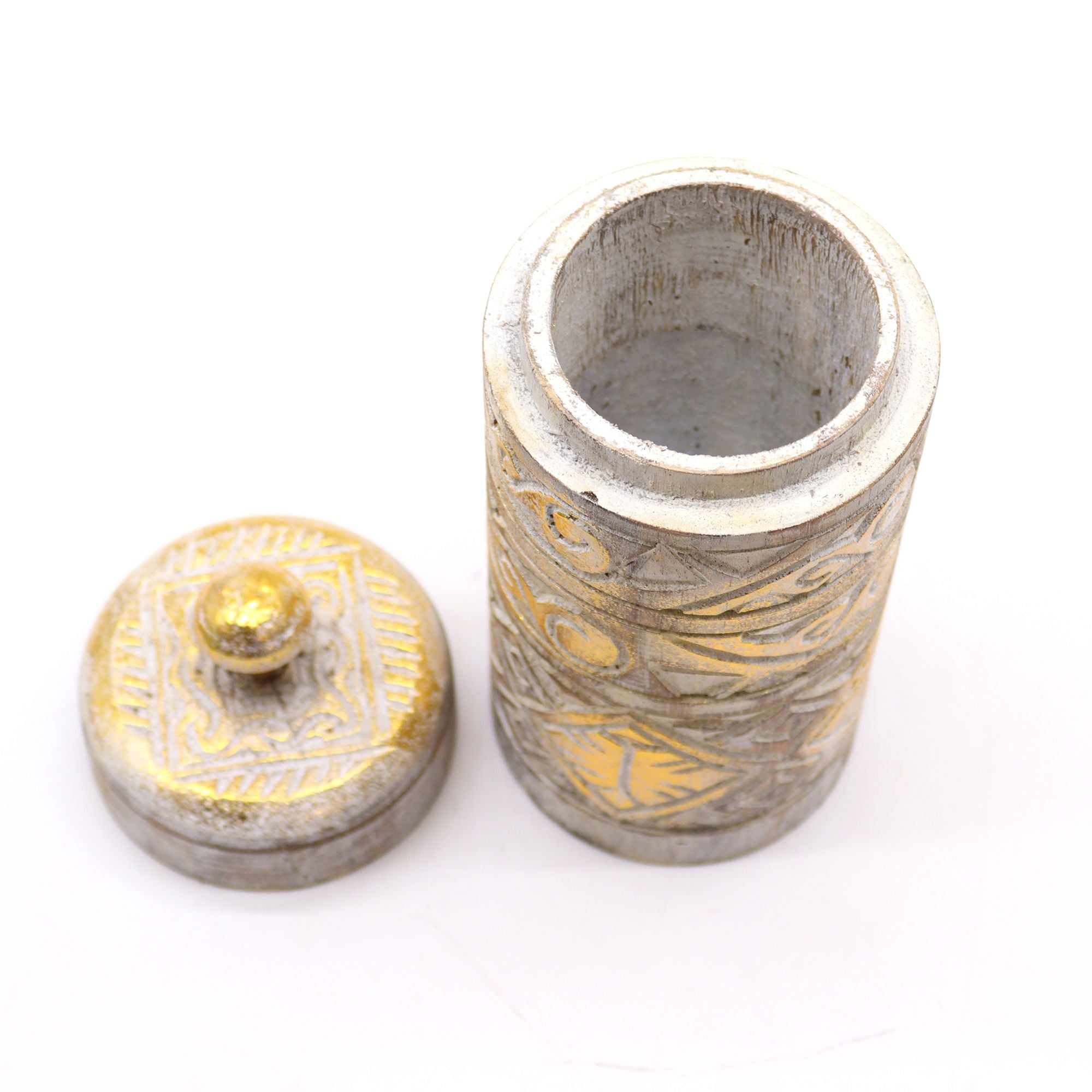 Frasco Decorativo Alto – Branco e Dourado