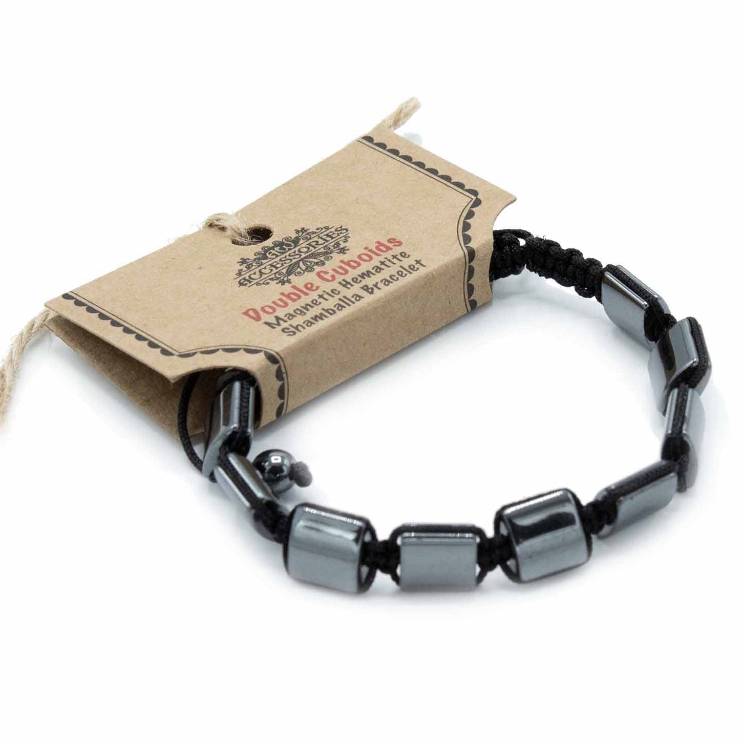 Pulsera Magnética Shamballa de Hematita – Cubos Dobles
