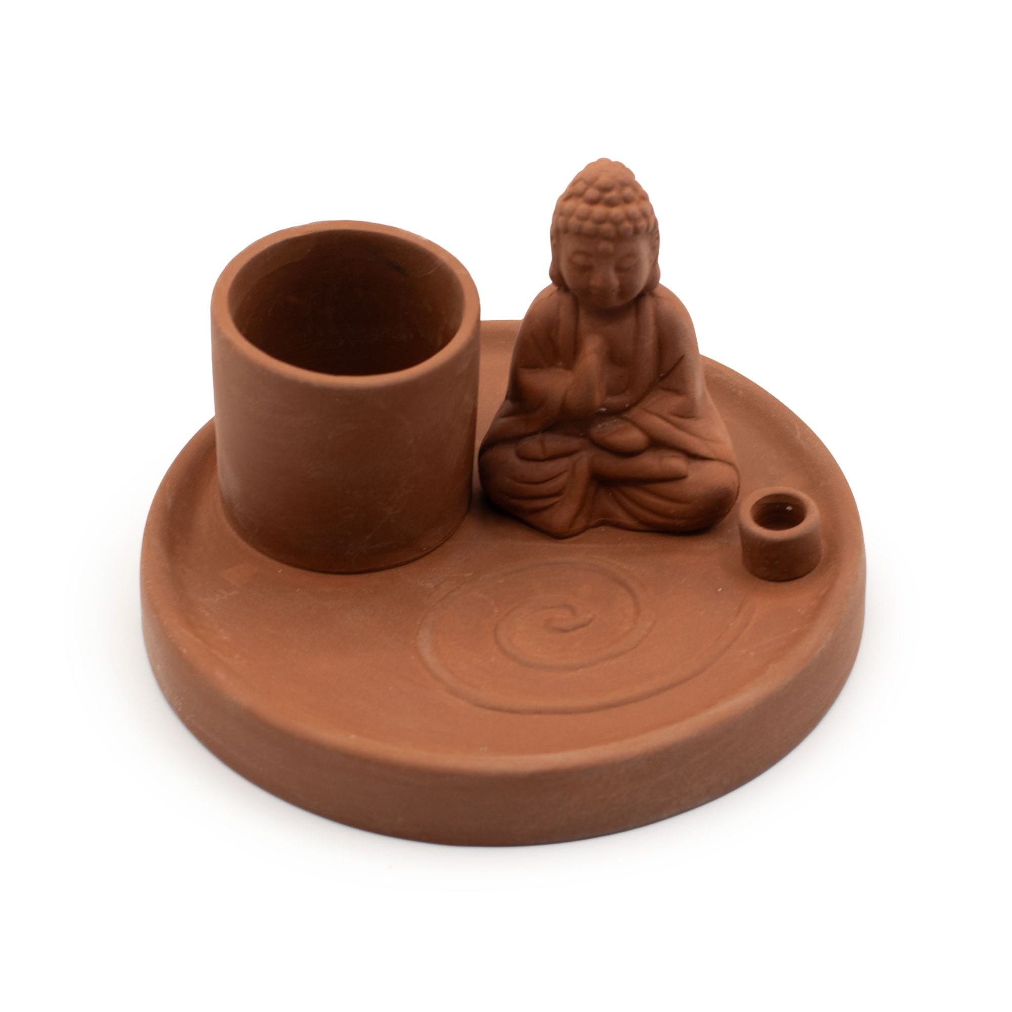 Plato de Incienso Buda Multifuncional Estilo Terracota Natural