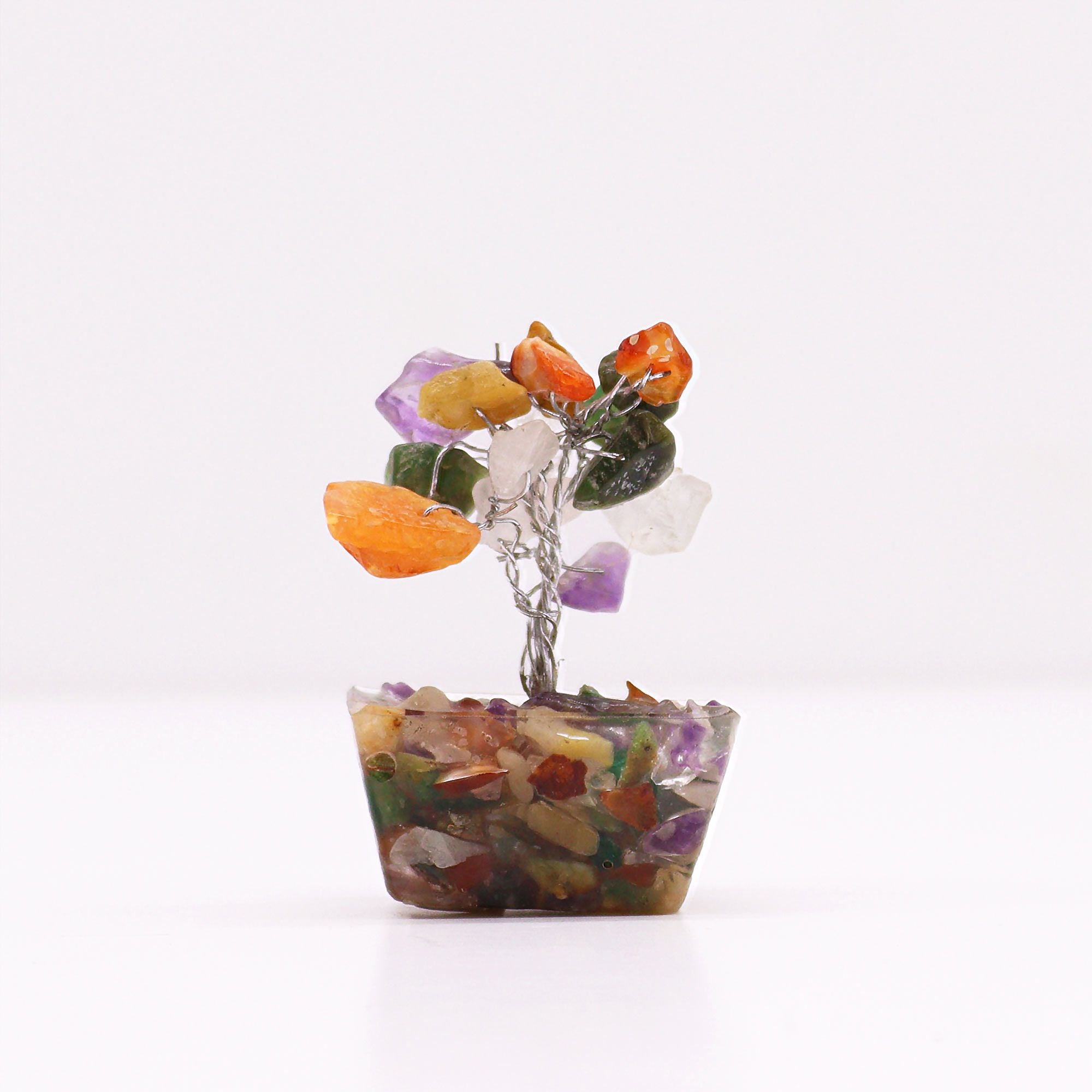 Mini Árvore de Pedras Naturais Base Orgonite Multipedras (15 Pedras)
