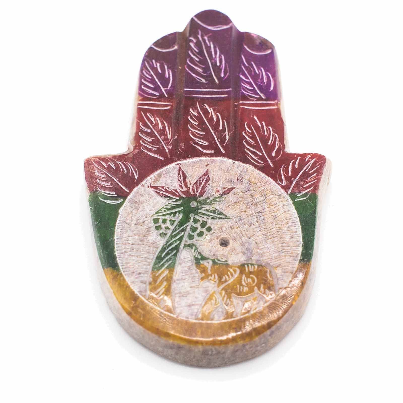 Hamsa Soapstone Incense Holder Elephant and Palm
