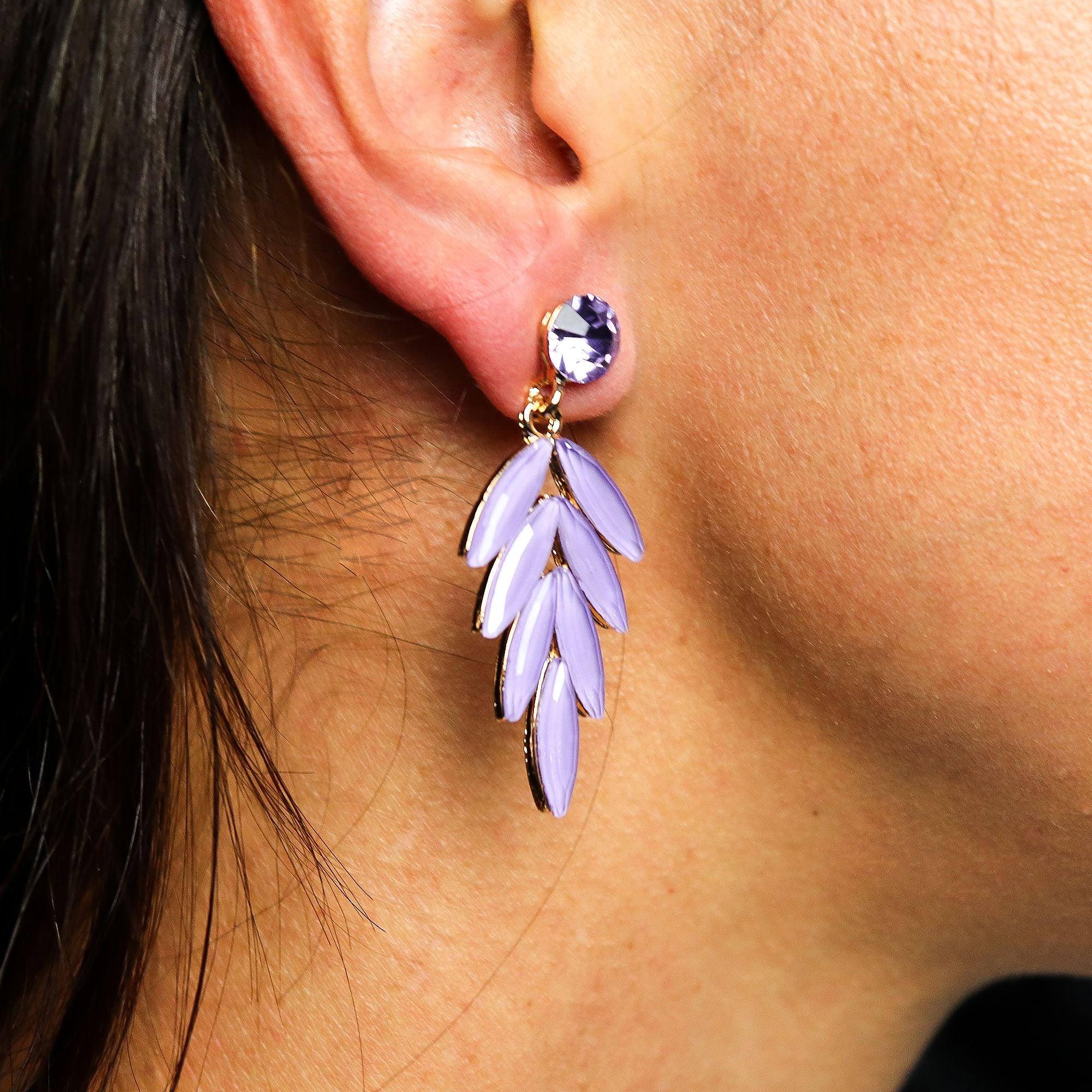Brincos de Cristal Vintage - Fadas - Lavanda