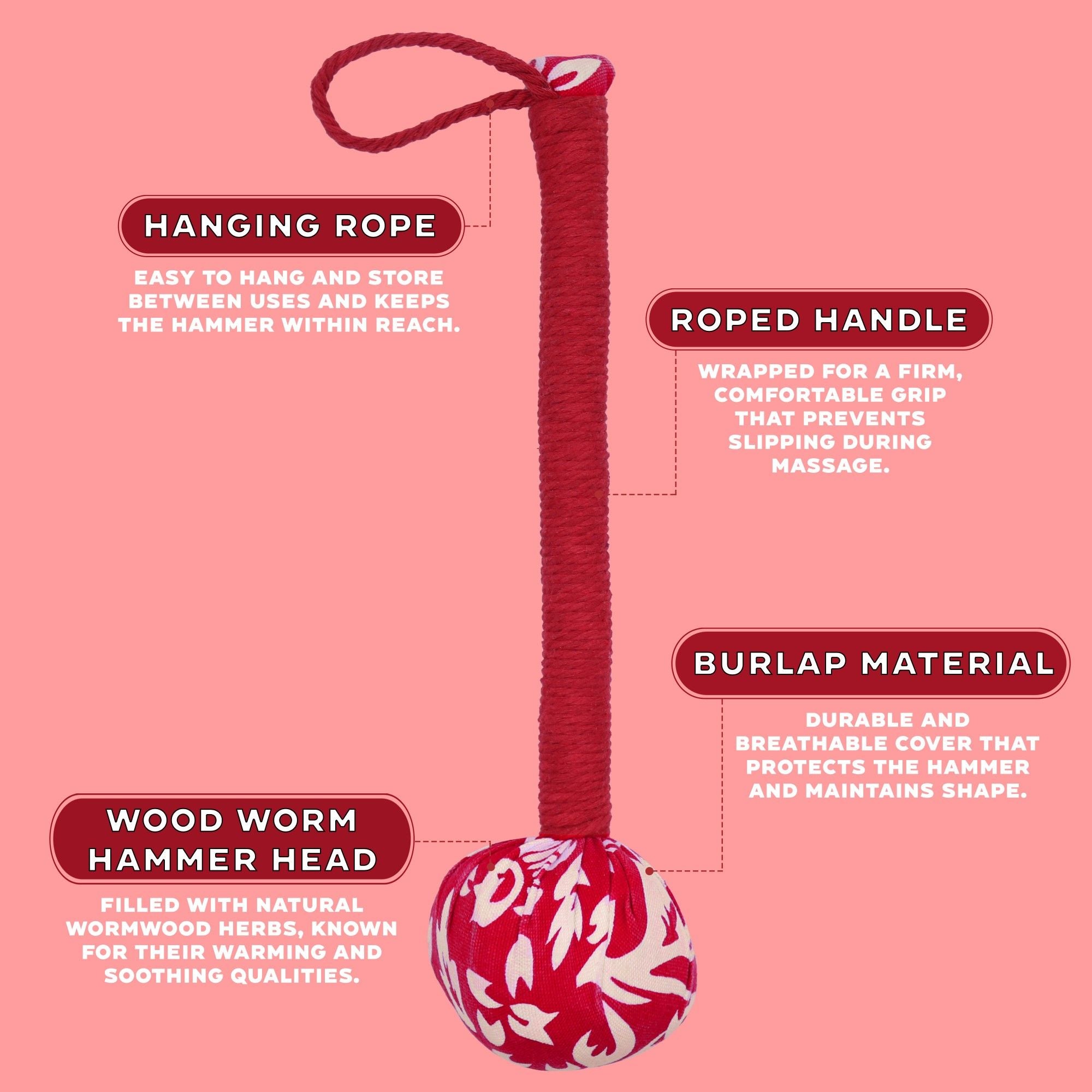 Martelo de Massagem com Artemísia – Vermelho