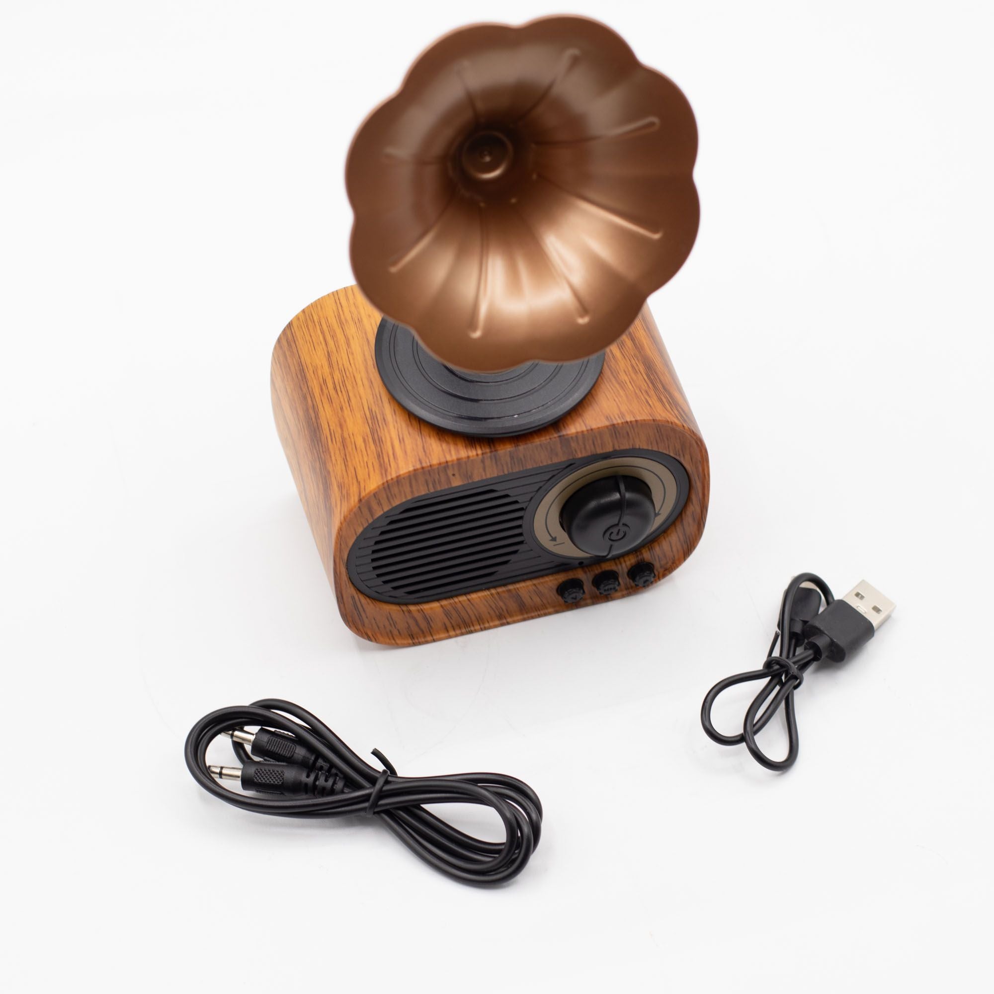 Coluna de Som Mini Gramofone Retro com Bluetooth e Rádio FM