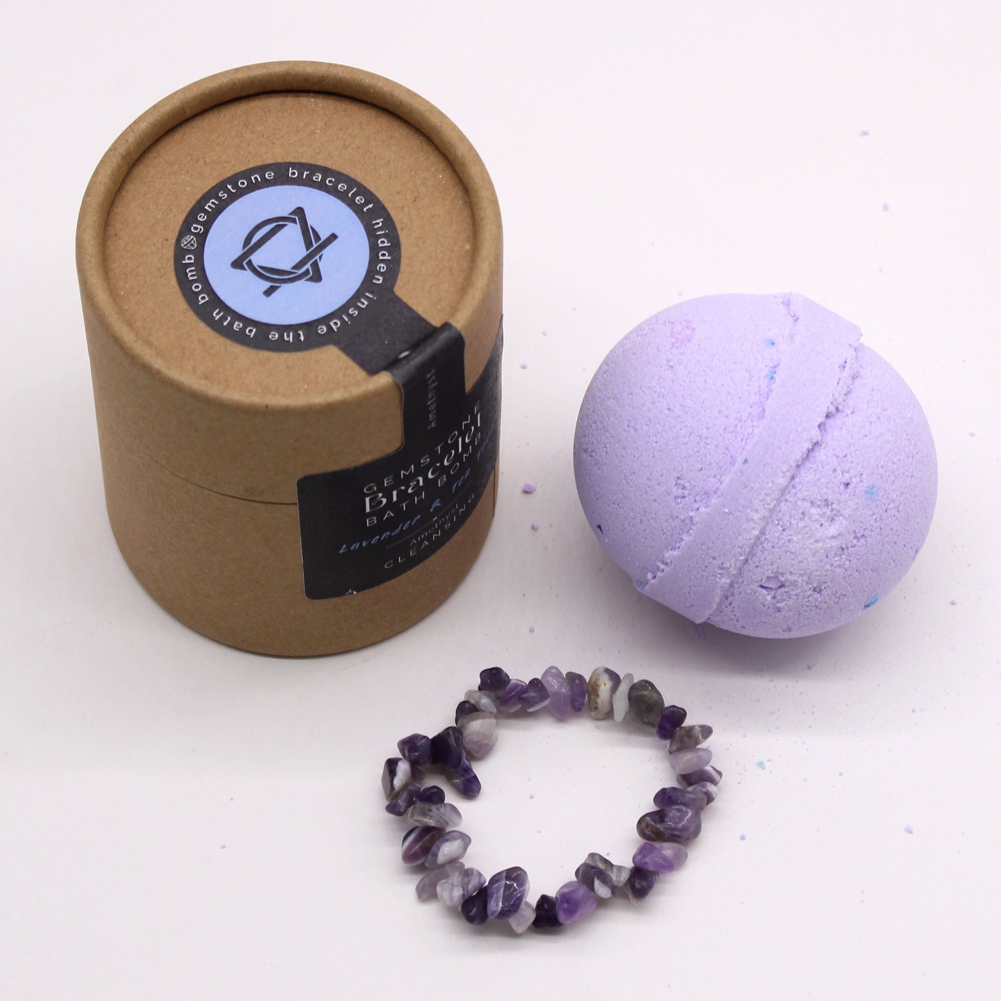 Bomba de Baño con Pulsera de Piedra Natural - Amatista