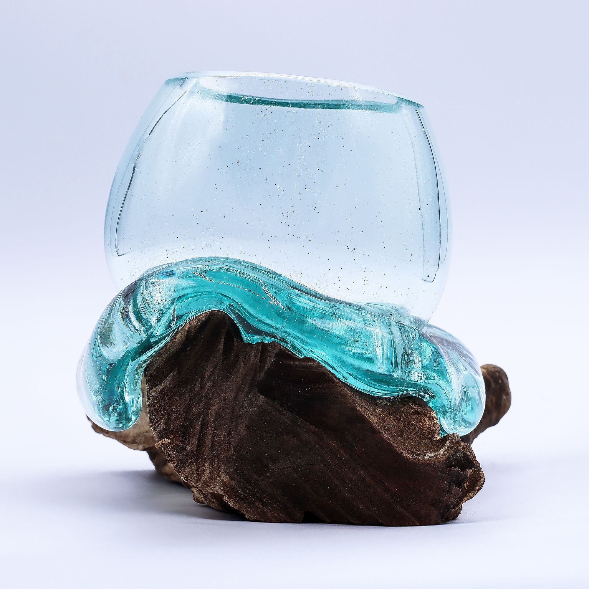 Miniature Aquarium in Blown Glass on Wood